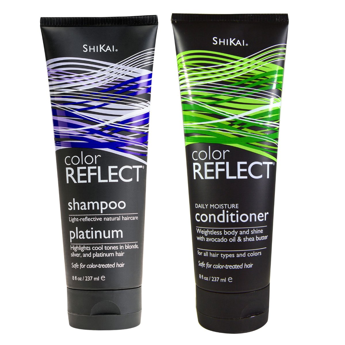 Shikai Color Reflect Platinum Shampoo and Shikai Color Reflect Daily Moisture Conditioner Bundle With Blue Malva, Avocado Oil, Panthenol (Provitamin Beauty & Personal Care ShiKai