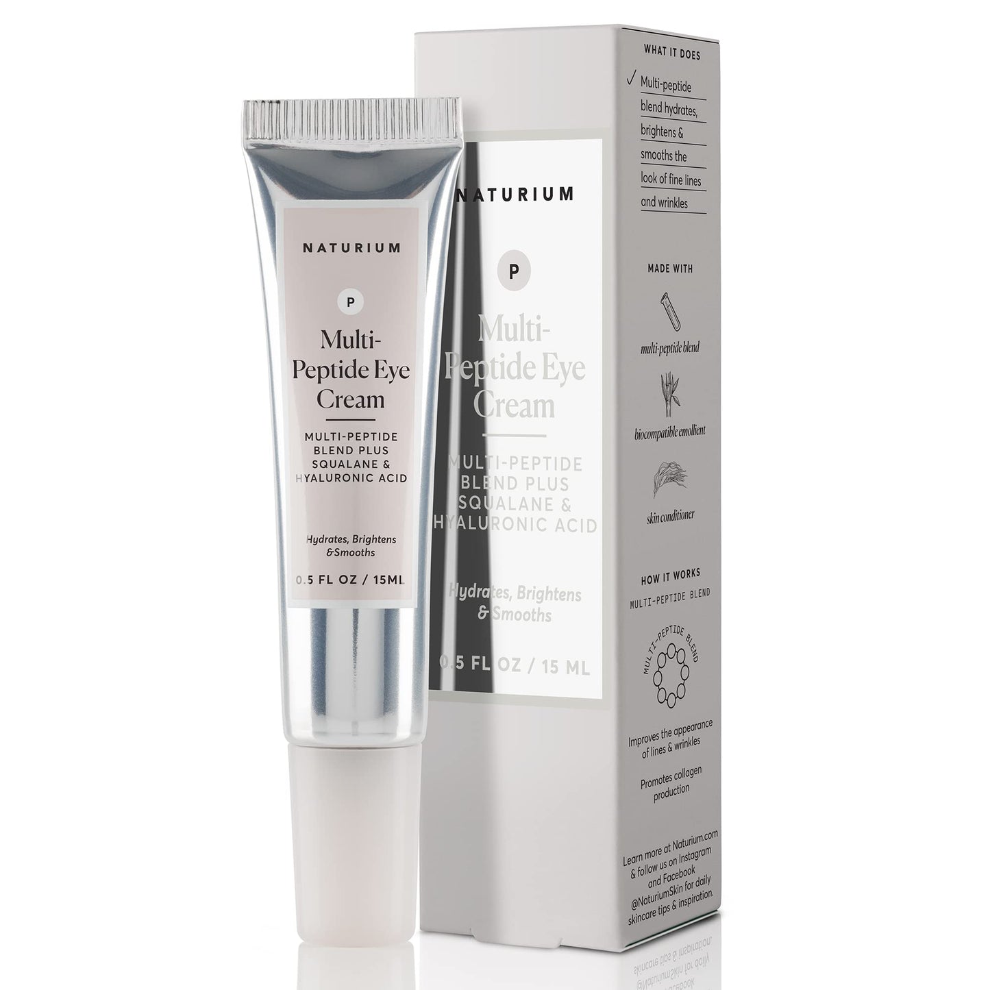 Naturium Multi-Peptide Eye Cream, Smoothing & Anti-Aging Skincare, with Squalene & Hyaluronic Acid, 0.5 oz Beauty & Personal Care Naturium