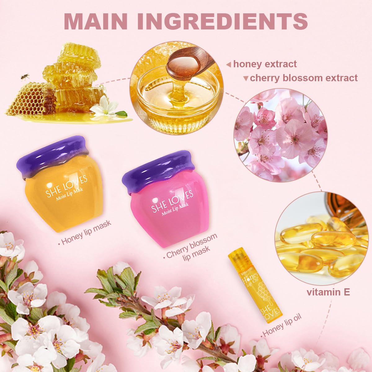 2PCS Lip Mask Overnight, Honey&Sakura Day and Night Repair Sleeping Lip Balm, Fade Lip Lines Bee Balm, Hydrating &Prevention Dry and Crack Lip Scrubs Beauty & Personal Care SHE LOVES