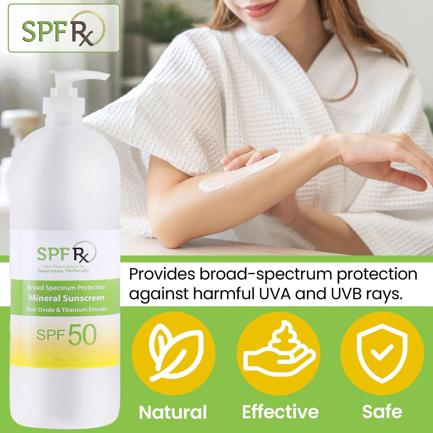 SPF Rx, SPF 50 Mineral Broad Spectrum Sunscreen, with Zinc Oxide and Titanium Dioxide, Waterproof, Sweat-Proof Beauty & Personal Care SPF Rx