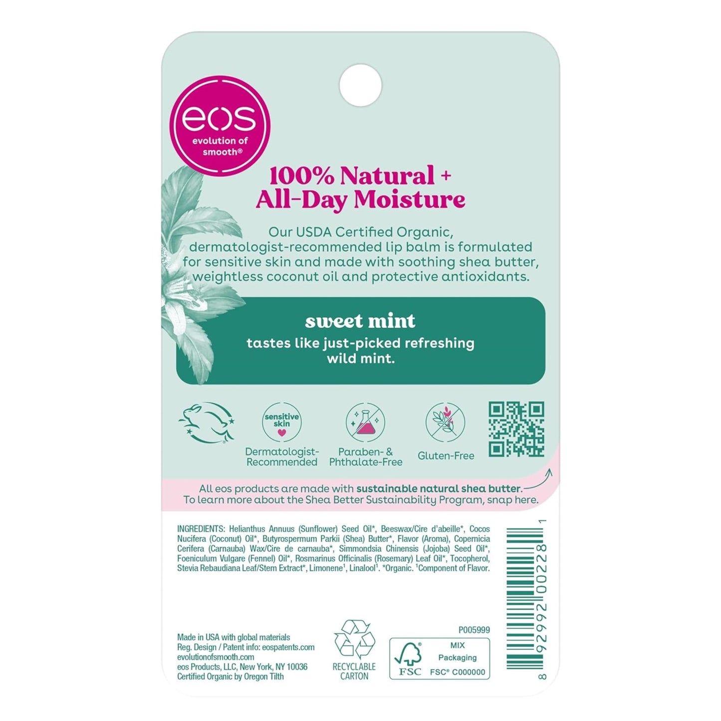 eos Smooth Lip Balm Sphere, Sweet Mint 0.25 oz (Pack of 7) Beauty and Personal Care eos