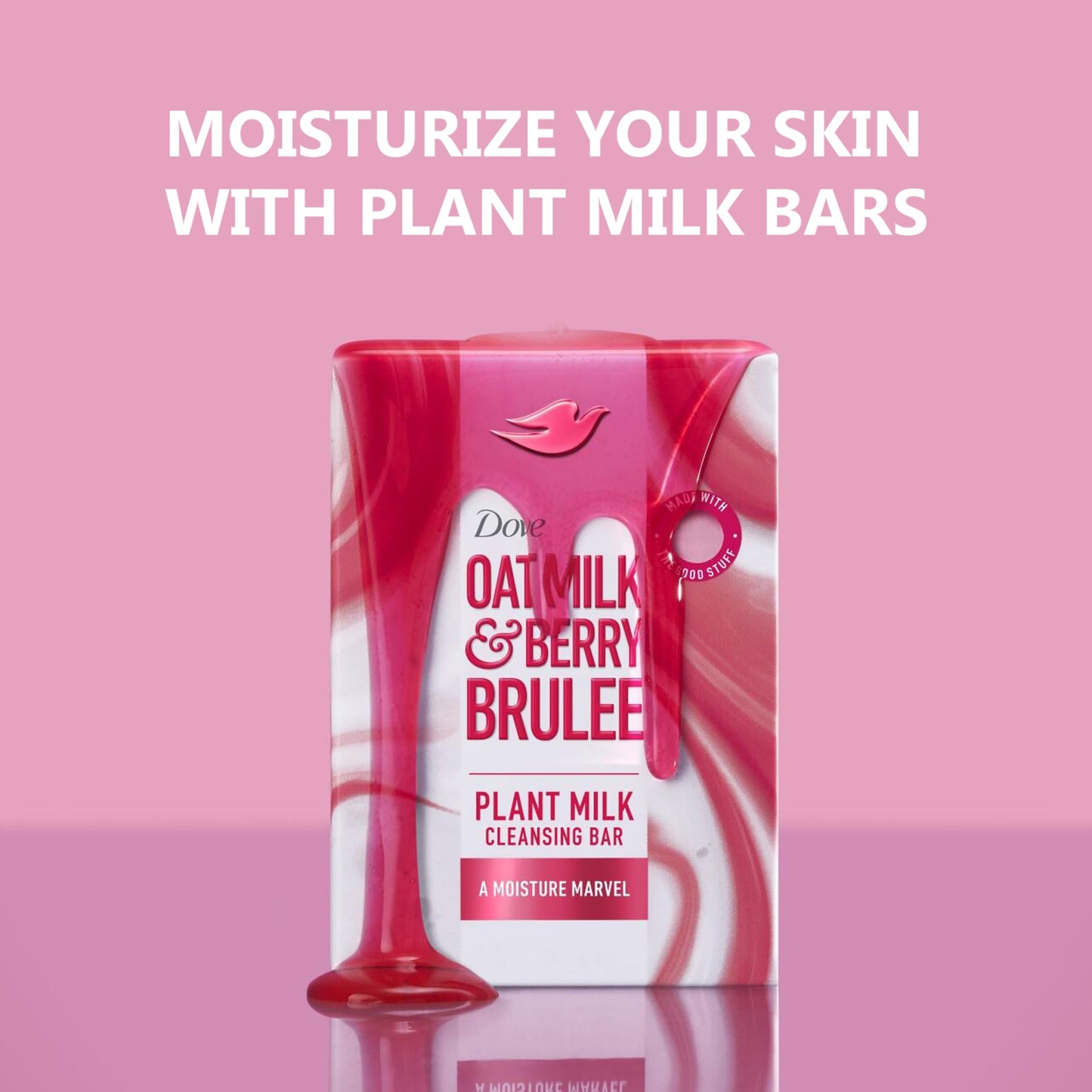 Dove Plant Milk Cleansing Bar Soap Oat Milk & Berry Brulee Moisture Marvel 4 Count for Moisturized Skin Gentle Cleanser, No Sulfate Cleansers or Beauty & Personal Care Dove