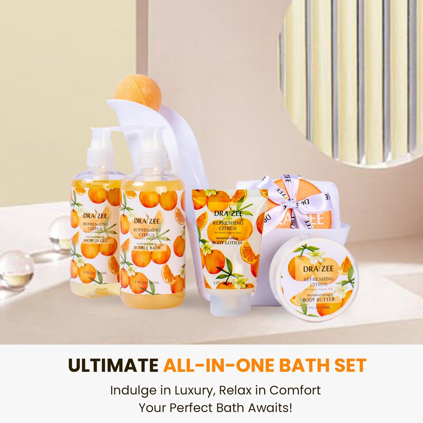 Draizee Heel Shoe Spa Gift Basket for Women, 8 Pc Citrus Scented Beauty and Personal Care Draizee