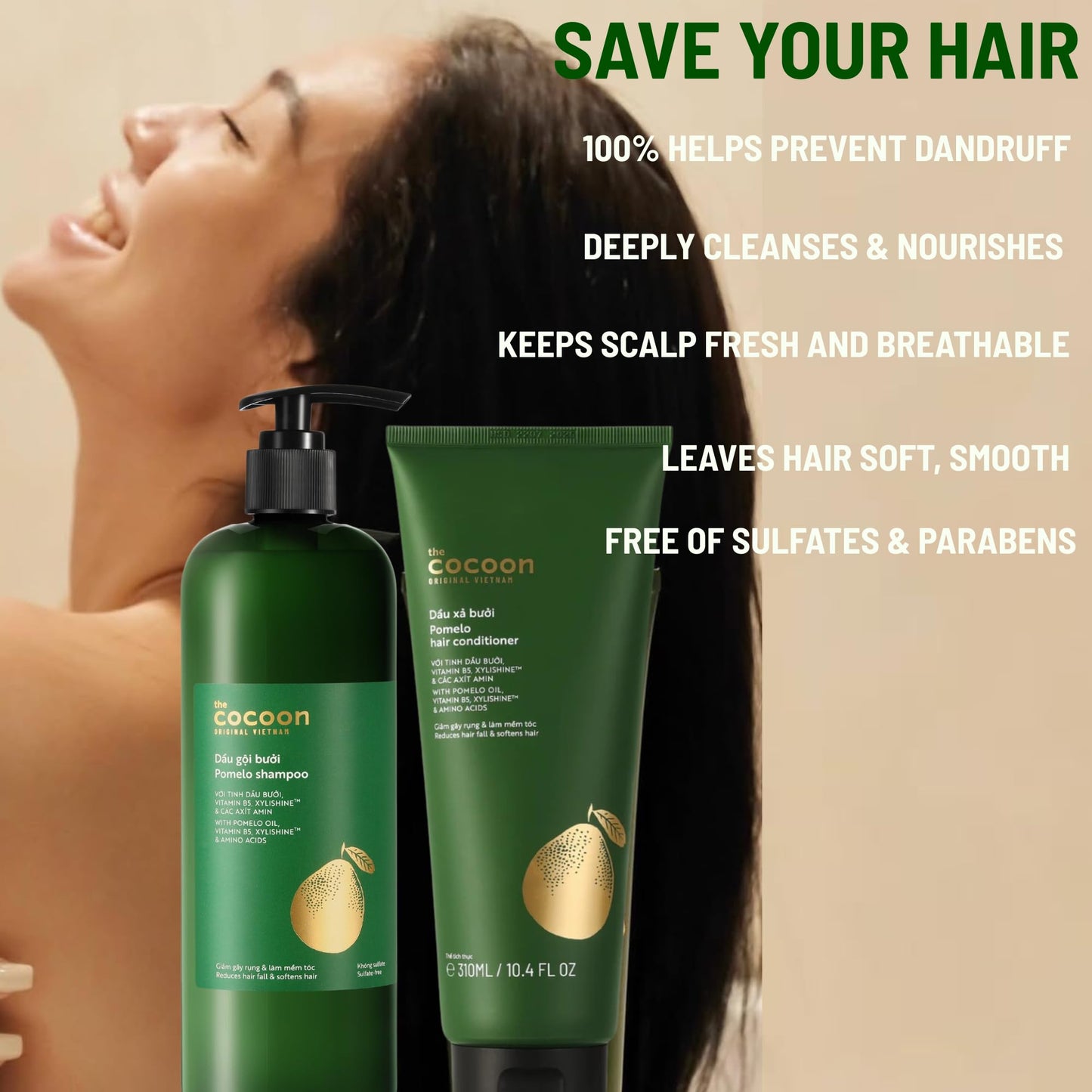 Cocoon Pomelo Shampoo & Conditioner Bundle, Sulfate Free Strengthening Hair Care Set for Weak, Thinning and Color Treated Hair, Nourishing Vegan Beauty & Personal Care COCOONORIGINAL