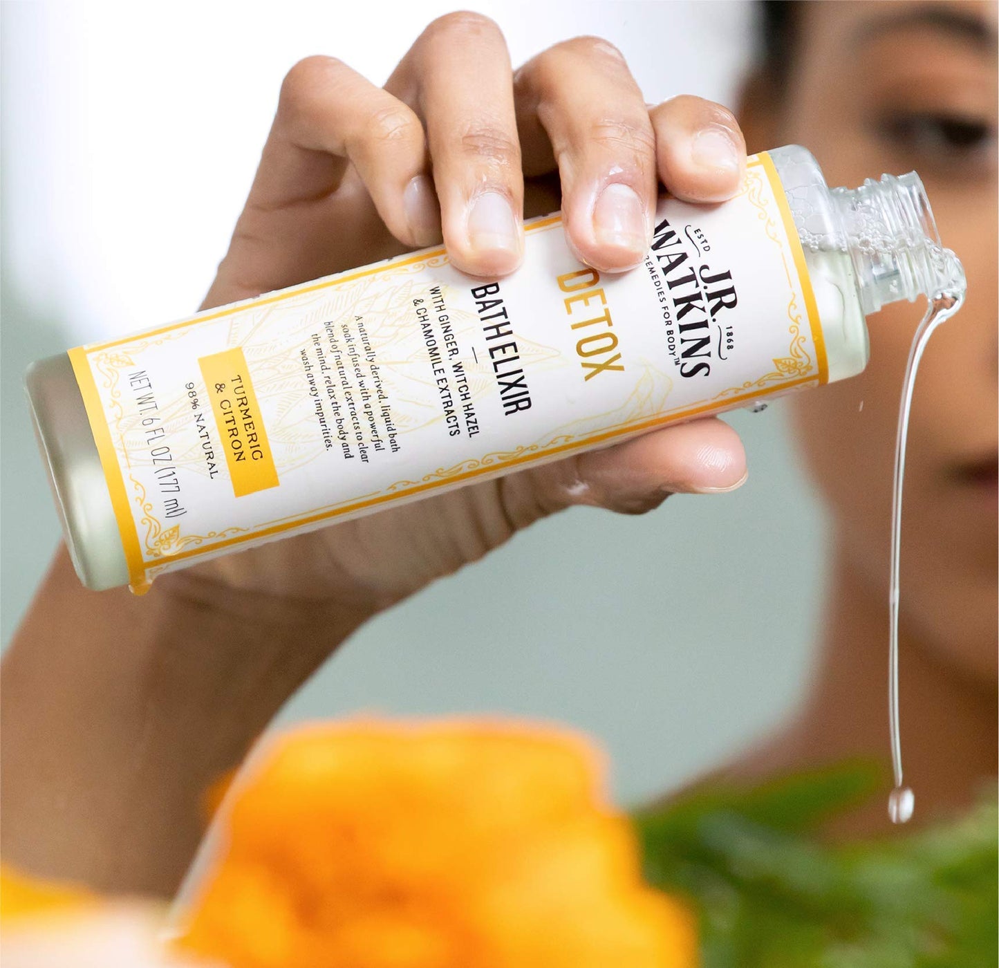 J.R. Watkins Detox Bath Elixir, Liquid Bath Soak Turmeric & Citron with Detoxifying Natural Extracts, No Salt, No Residue, 6 oz Beauty and Personal Care J.R. Watkins
