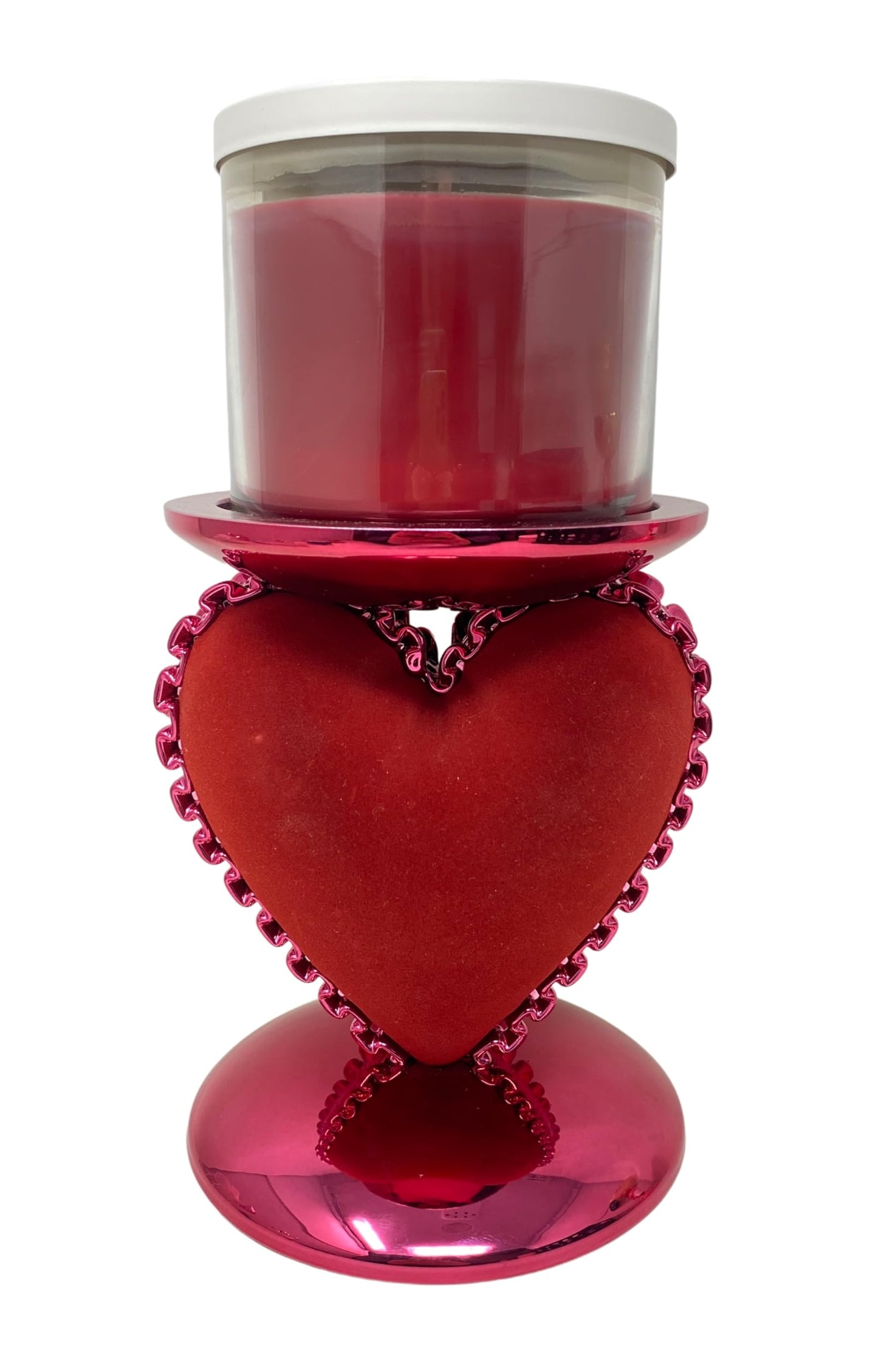 Bath & Body Works Ruffled Heart Cushion Pedestal 3-Wick Candle Holder with a Natural Oats Sample Soap Beauty & Personal Care Bath & Body Works