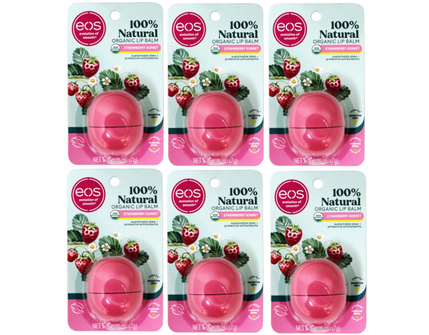 EOS Lip Balm (Pack of 6) (Strawberry Sorbet) Beauty and Personal Care eos