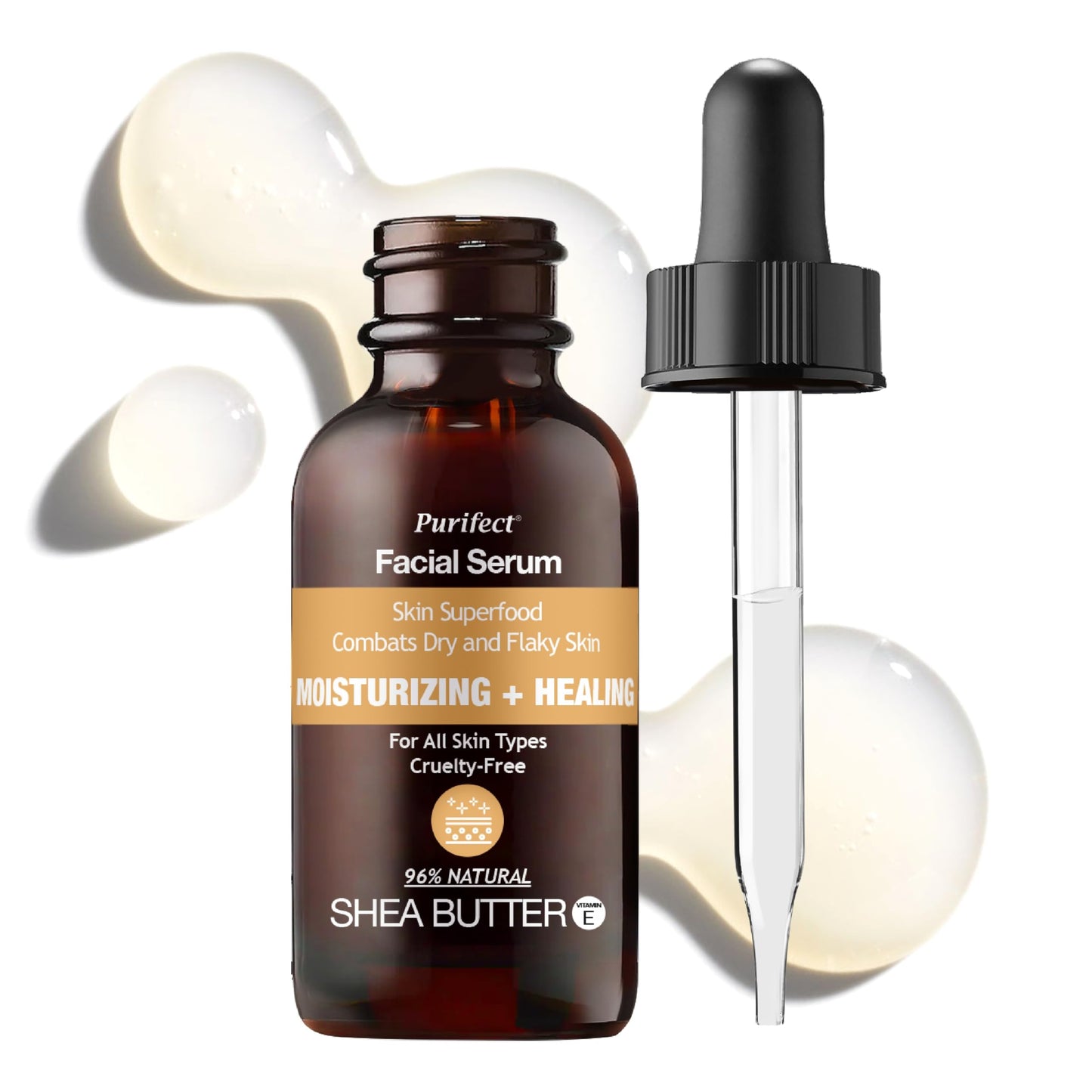 Purifect Shea Butter Moisturizing Facial Serum - Moisturizes Dry Skin with Vitamin E Oil, Protects the Skin Barrier, Nourishes & Soothes, Promotes Beauty & Personal Care Purifect by Symphony Beauty