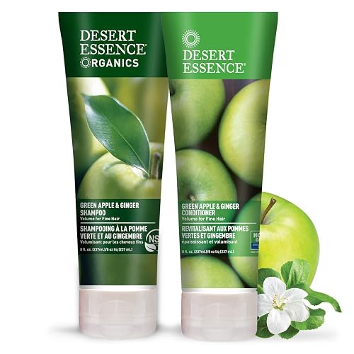 Desert Essence Green Apple & Ginger Shampoo & Conditioner Bundle - 8 Fl Ounce - Volume For Fine Hair - Natural - Deep Moisturizing - Antioxidants Beauty & Personal Care Desert Essence