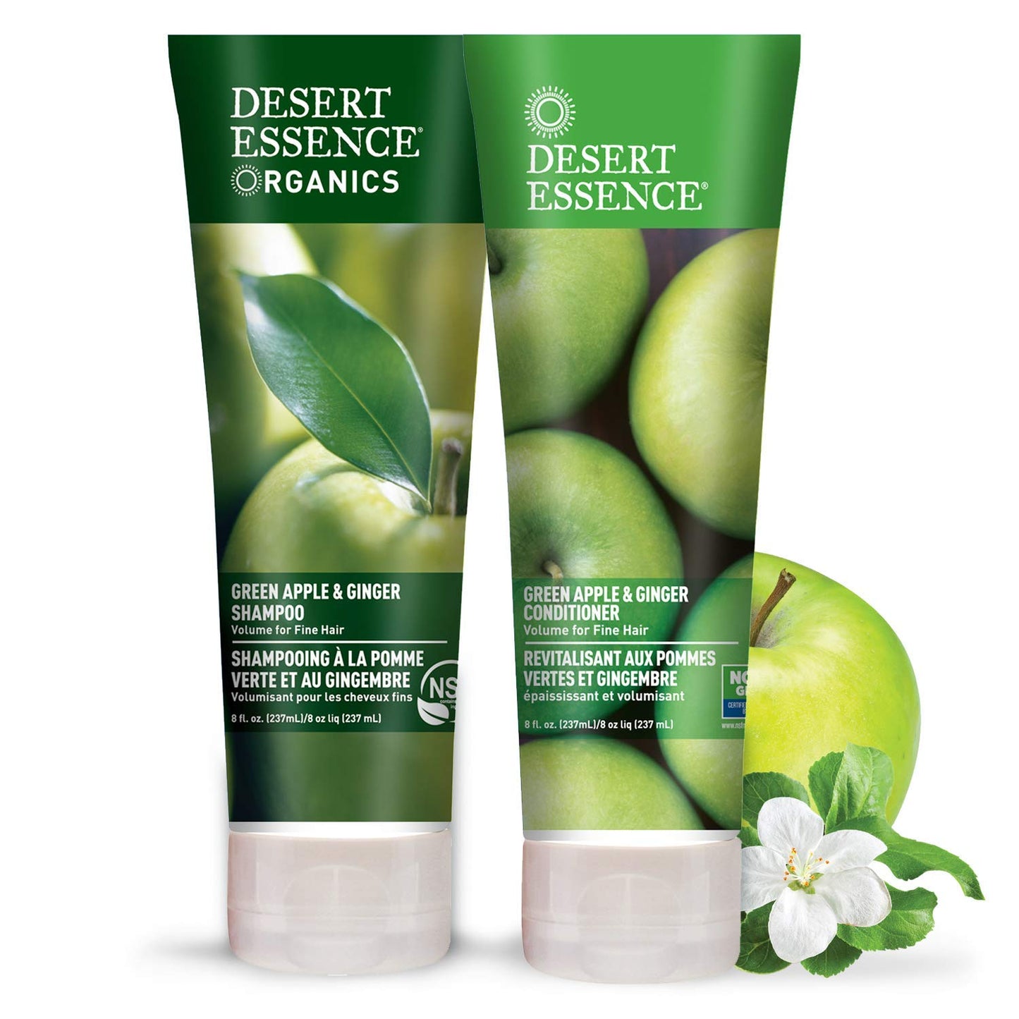 Desert Essence Green Apple & Ginger Shampoo & Conditioner Bundle - 8 Fl Ounce - Volume For Fine Hair - Natural - Deep Moisturizing - Antioxidants Beauty & Personal Care Desert Essence