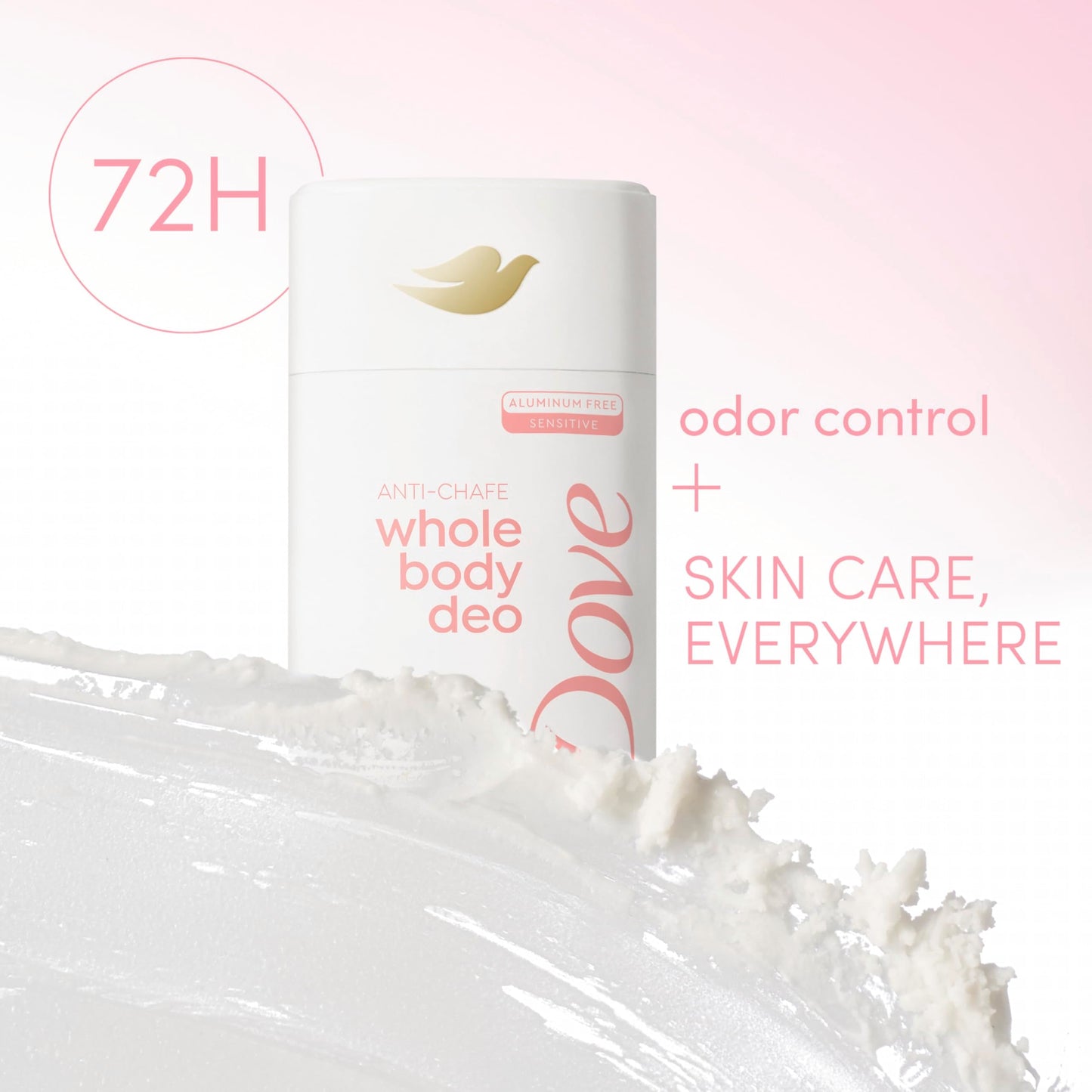 Dove Whole Body Deo Aluminum Free Anti-Chafe Deodorant Stick Raspberry & Rose for 72h Odor Control 2.6 Oz Beauty and Personal Care Dove