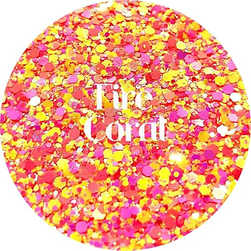 Coral Polyester Glitter | Craft Glitter | Glitter for Arts & Crafts | Tumblers | Cosmetics | Nails | Epoxy Resin Art | Slime | DIY | Body Glitter | 1 Beauty & Personal Care Glitter Heart Co.