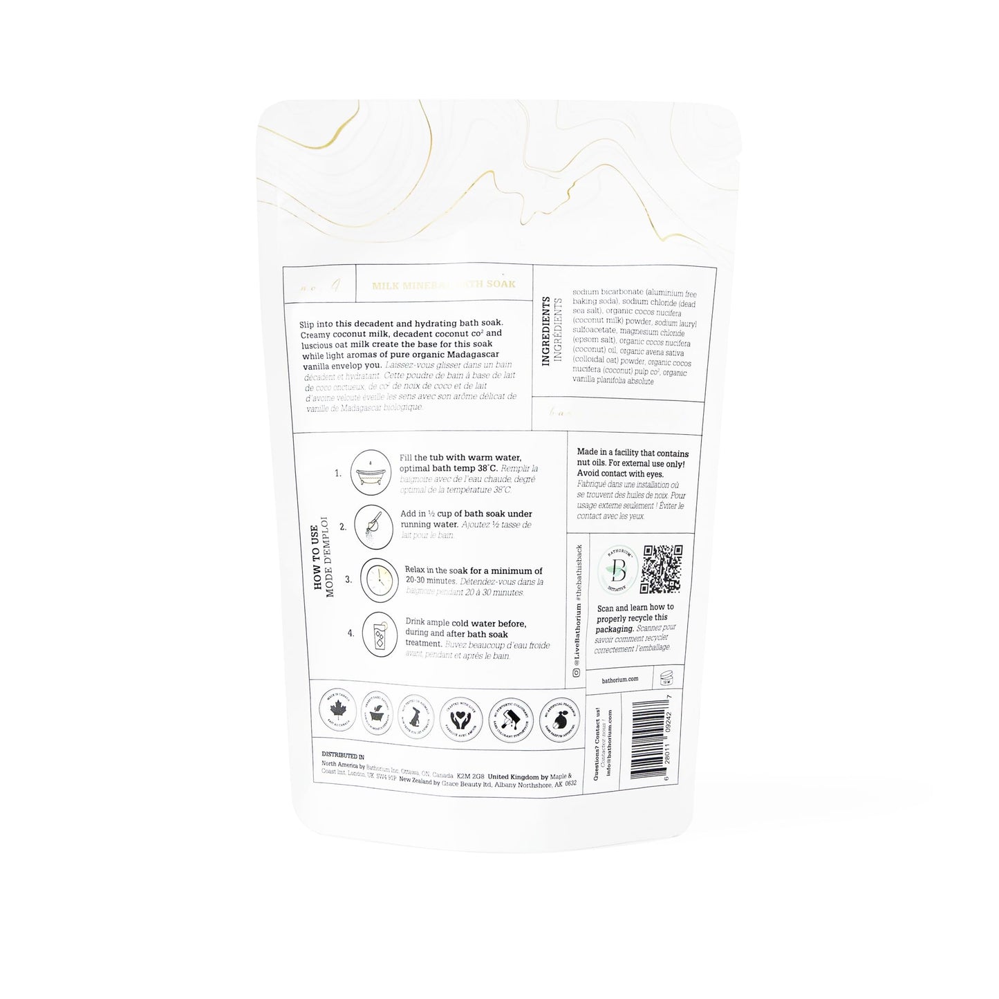 Bathorium Milk Mineral Bath Soak, Made with Coconut, Dead Sea Salt & Vanilla Bean CO2, Ideal for Hydration, pH Balanced Coconut Scented Bath Soak Beauty and Personal Care Bathorium