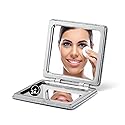 OMIRO Compact Mirror, Glitter PU 1X/3X Magnification, Ultra Portable for Purses (Silver) Beauty & Personal Care OMIRO