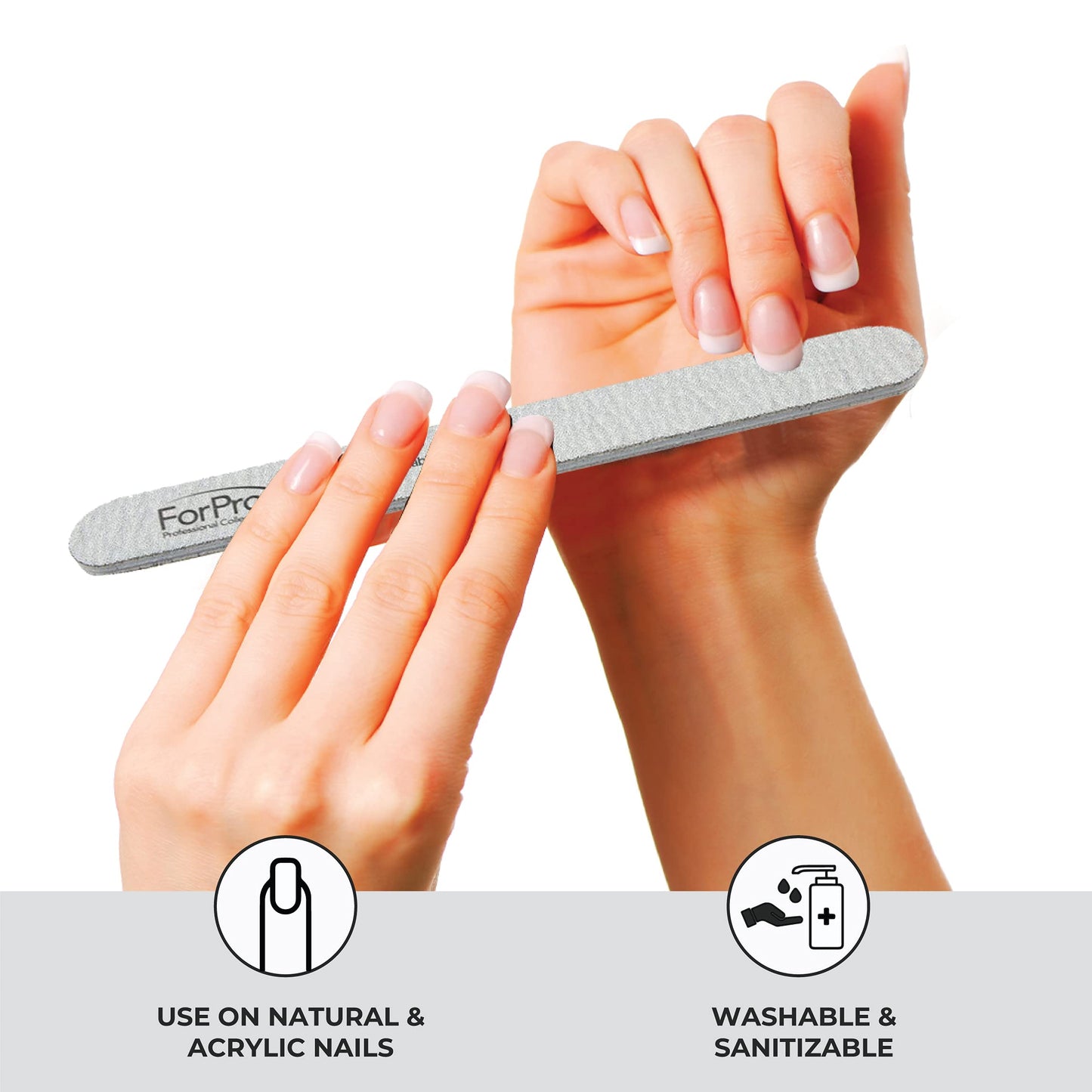 ForPro Professional Collection Zebra Foam Board, 100/180 Grit, Double-Sided Manicure Nail File, 7" L x .75" W 50-Count Beauty & Personal Care ForPro Professional Collection