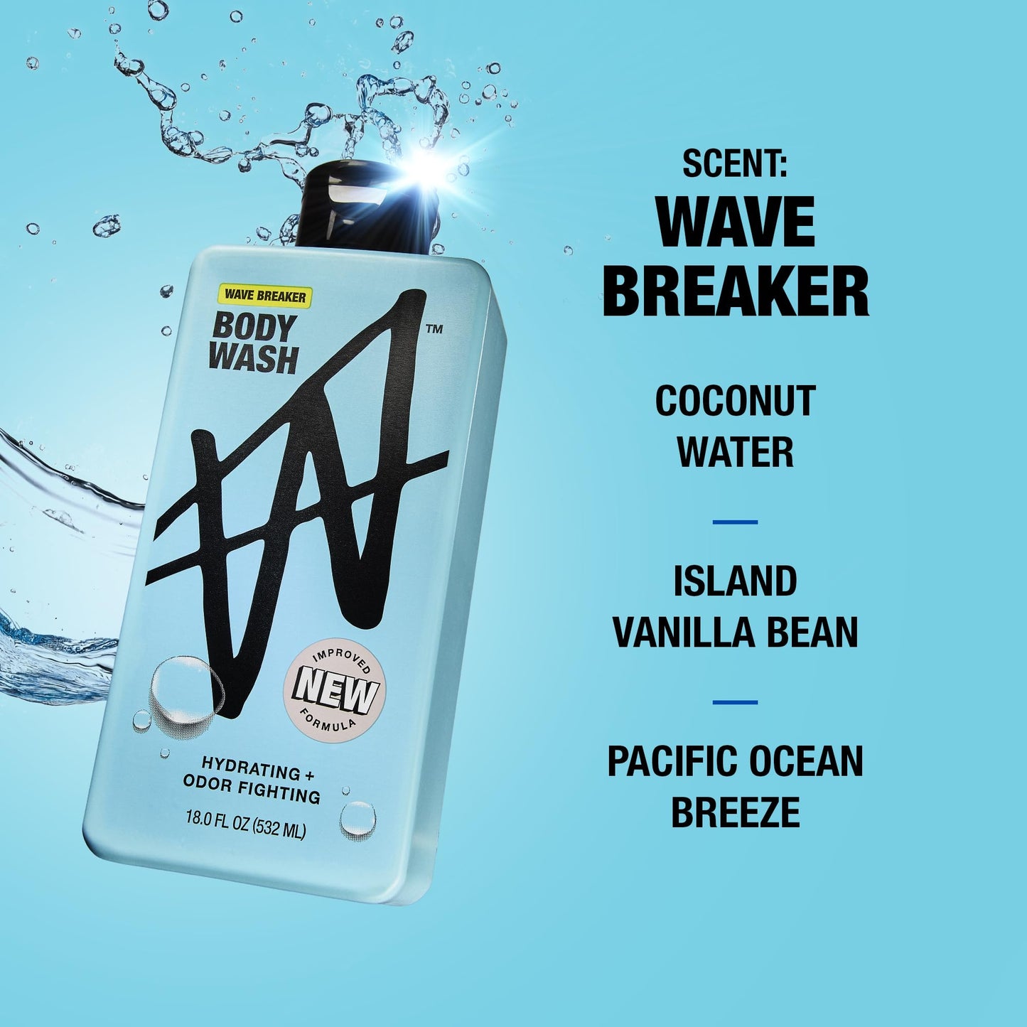 W By Jake Paul Body Wash for Men, Odor Fighting, Deep Cleaning Shower Gel, Hydrating Mens Bodywash, Wave Breaker Scent, 2 Pack, 18 fl oz Beauty & Personal Care W