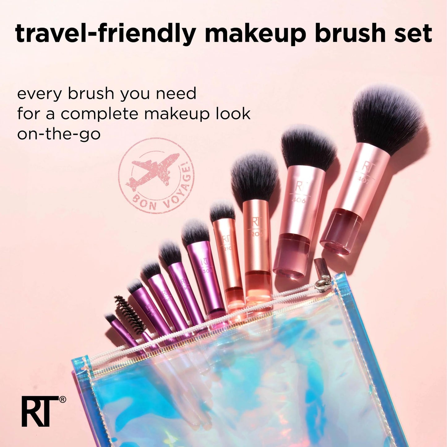 Real Techniques 11 Piece Travel Fantasy Mini Brush Set, Travel Size Makeup Brushes For Foundation Eyeshadow, Powder, Blush, Contour, & Concealer Beauty & Personal Care Real Techniques