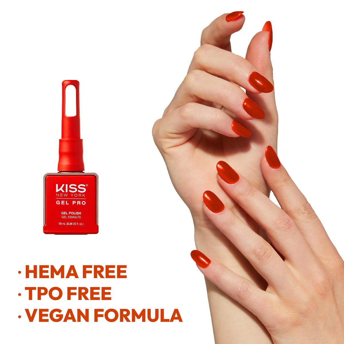 Kiss New York Gel Nail Polish Soak Off UV LED Gel Polish 10mL Nail Art Salon Manicure DIY HEMA FREE, TPO FREE (So Scarlet)
