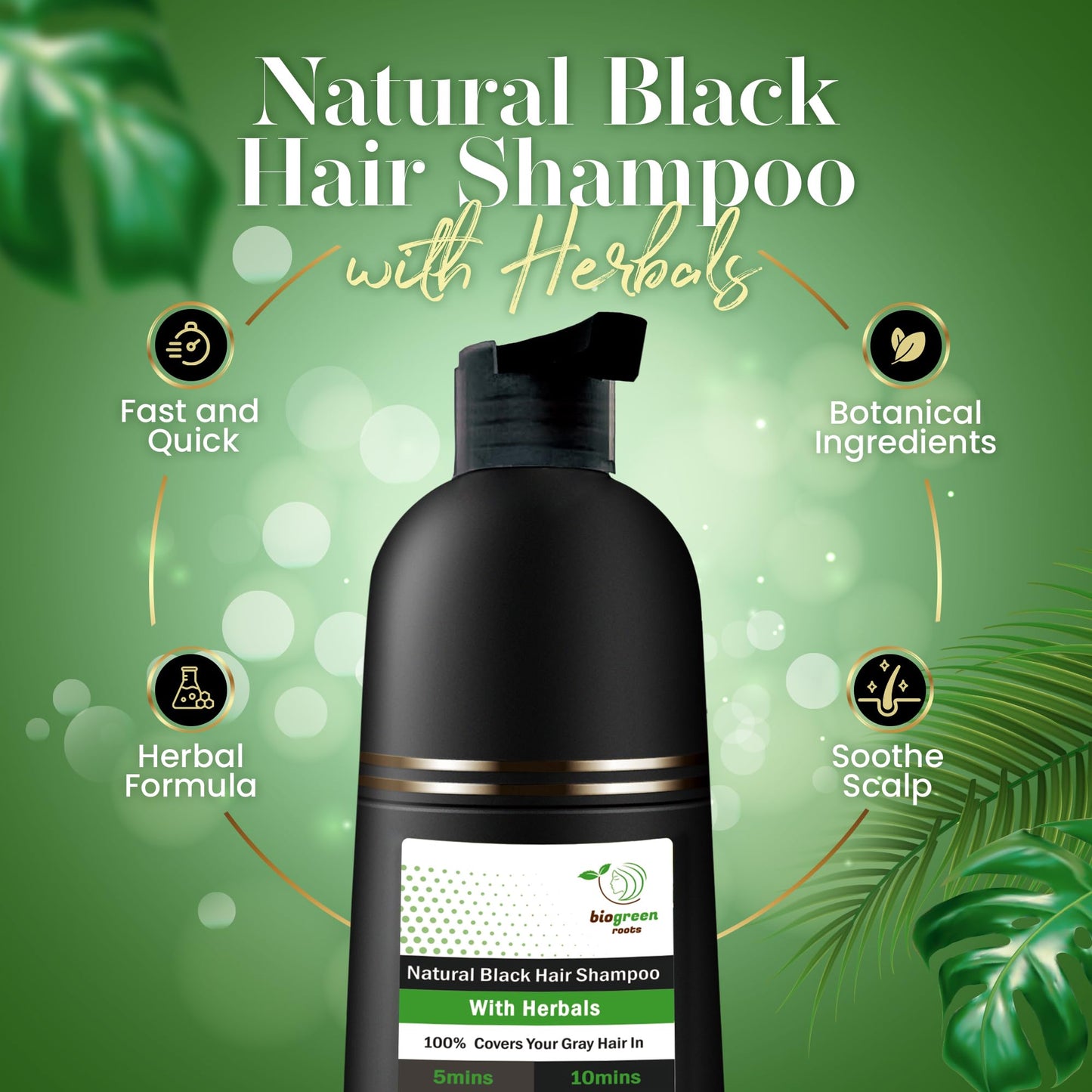 BIOGREEN ROOTS Ammonia-Free & Paraben Free Herbal Hair Shampoo - Hair Dye Shampoo for Women & Men - Natural Color & Nourishment Beauty & Personal Care BIOGREEN ROOTS