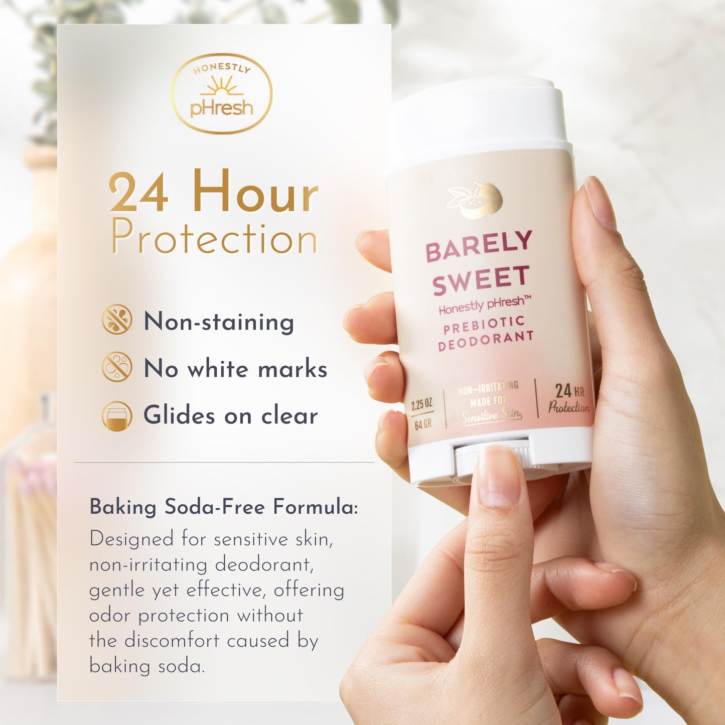 Honestly pHresh Prebiotic Natural Deodorant for Women - Aluminum & Baking Soda Free with 24 Hour Odor Protection. Clean Vegan Deodorant for Sensitive Beauty and Personal Care Honestly pHresh