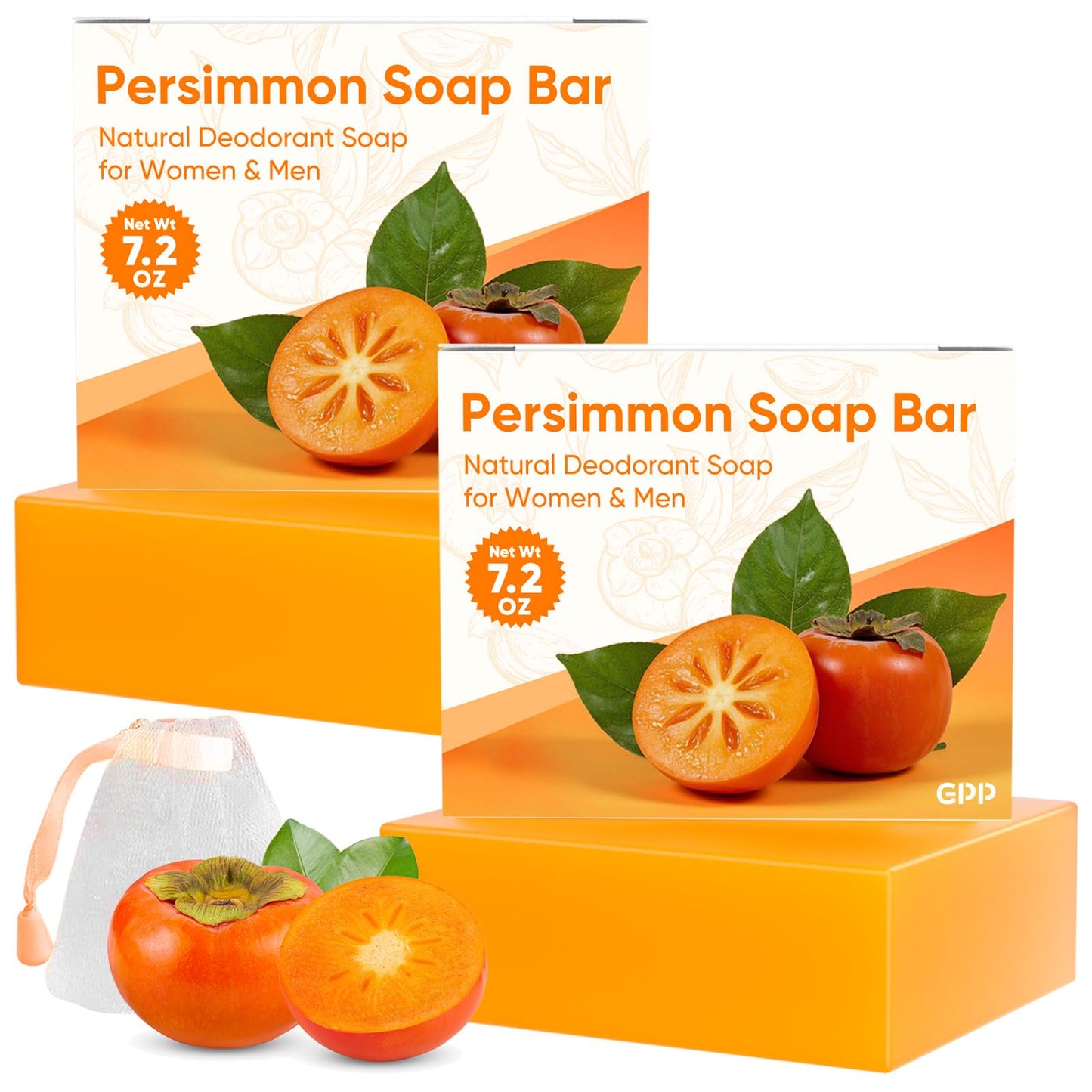 GPP Persimmon Soap Bar for Body Odor Control: 2 PCS Natural Body Wash Soap for for Old People Smell Eliminating Body Odor, Purifying Deodorizing Odor Beauty and Personal Care GPP Default Title