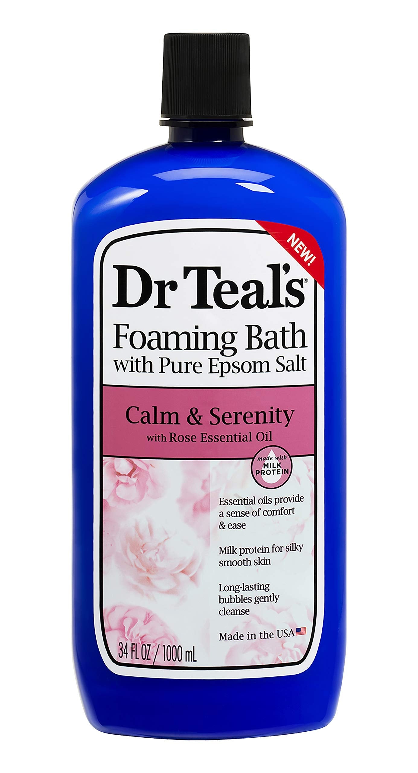 Bundle of Dr Teals Calm & Serenity with Rose Essential Oil (Made with Milk Protein): Pure Epsom Salt Soaking Solution 3 LBS & Foaming Bath 34 FL OZ Beauty and Personal Care Dr.Teal's