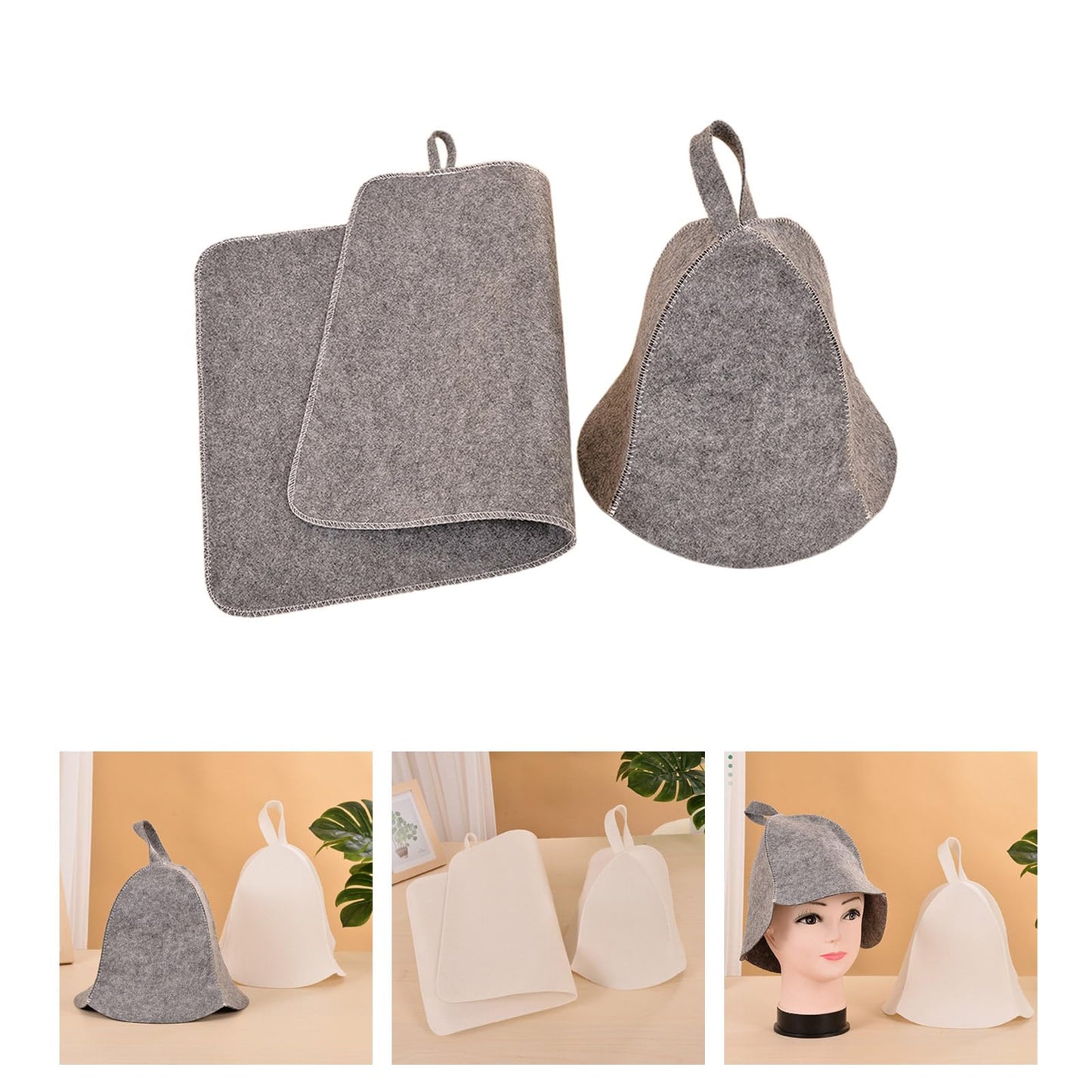 COPLKY Wool Felt Sauna Set Hat Russian Pad Breathable Bath Shower Men Women Protective Hair Bathroom Accessories Beauty and Personal Care COPLKY