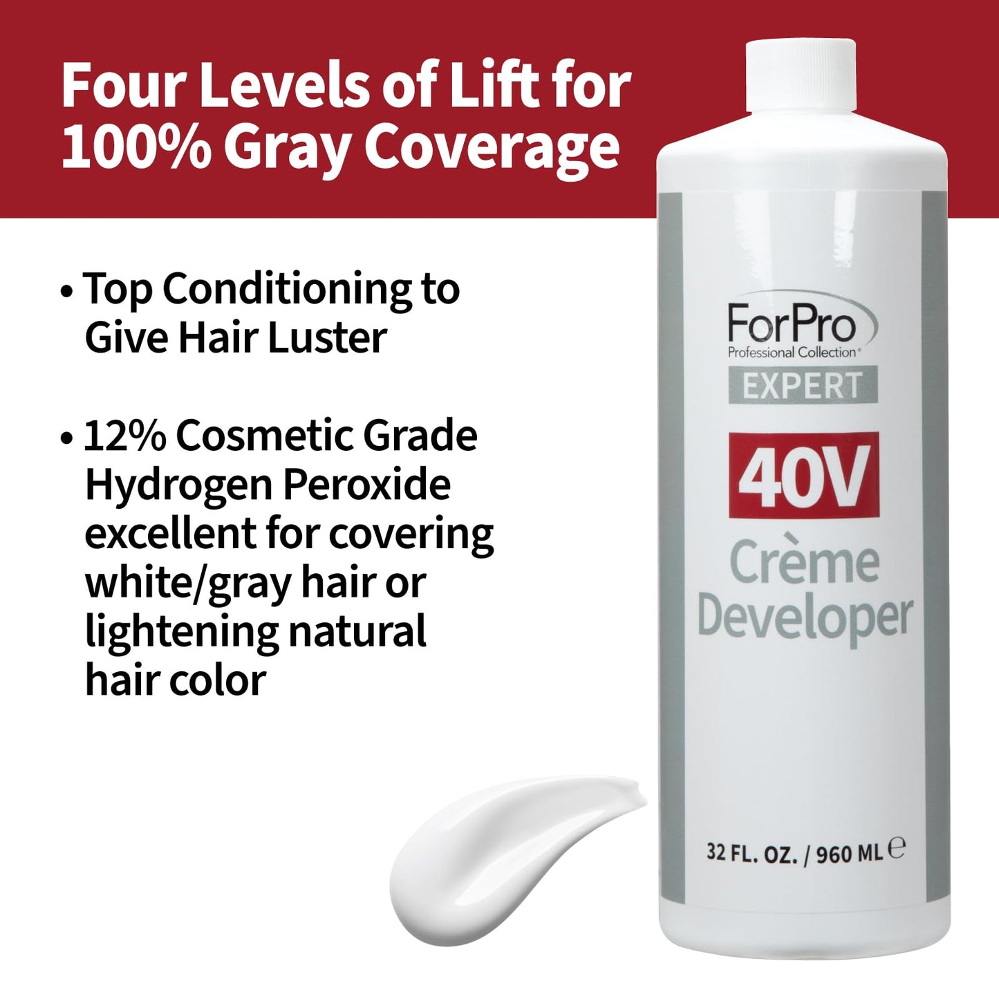 ForPro Expert 40 Volume Crème Developer, 32 Fl Oz - for Hair Lightening, Gray Coverage & Color Deposit with Maximum Lift Beauty & Personal Care ForPro Professional Collection