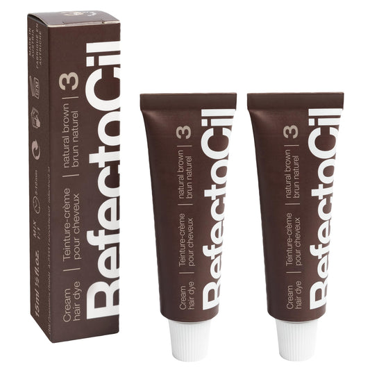 RefectoCil Cream Hair Dye 2-Pack - Long-Lasting Color - Natural Brown (#3) Beauty and Personal Care RefectoCil Default Title