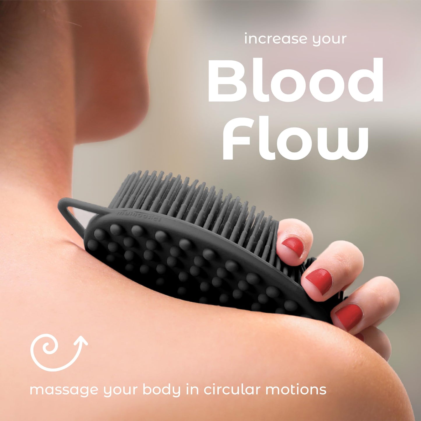 MainBasics Silicone Body Scrubber Dual-Sided Shower Loofah and Massaging Nodes (Black, Massage) Beauty & Personal Care MainBasics