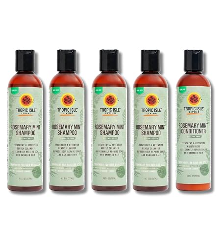 Tropic Isle Living 4x Hair Gro Rosemary Mint Shampoo 8oz and Conditioner 8 oz Gently Cleanses, Repairs & Nourishes with Mint, Aloe Vera & Shea Oil Beauty & Personal Care Tropic Isle Living