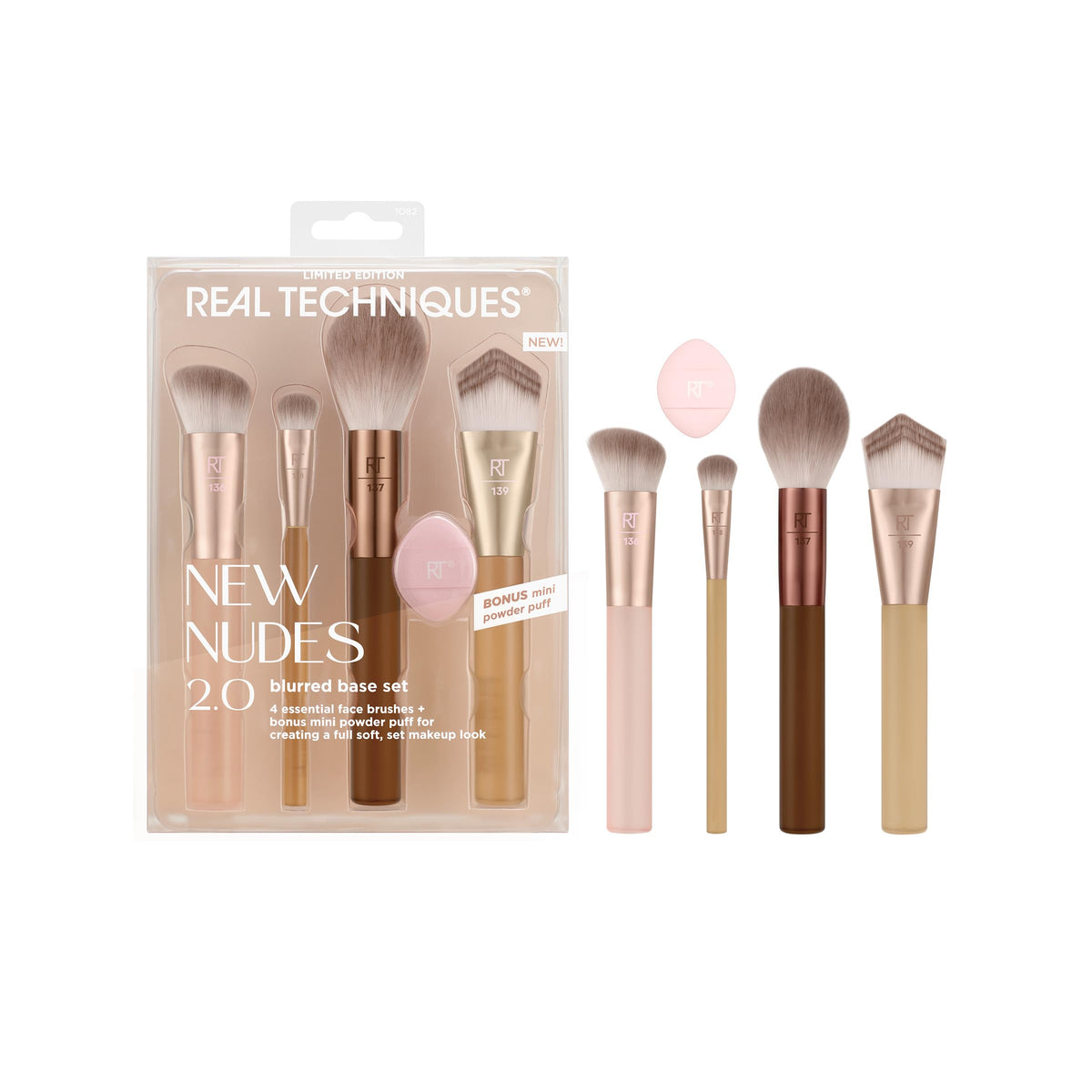 Real Techniques New Nudes Blurred Base Kit, Face Makeup Brush Set
