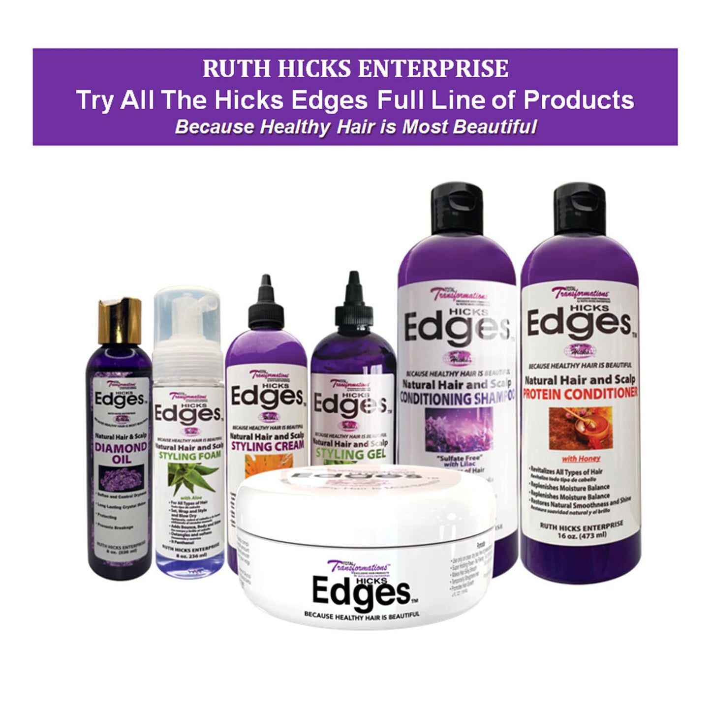 Hicks Edges Natural Hair and Scalp Bounce Flat Iron Spray, Smooth Bouncy Curls, Holds without Spritz with Heat Protection, Non-Sticky and Non Flaky Beauty & Personal Care Ruth Hicks Enterprise