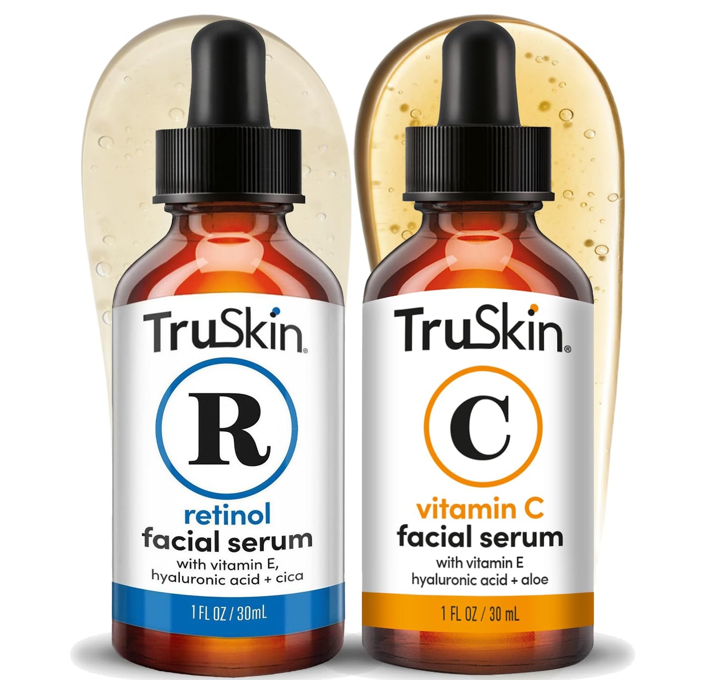 TruSkin Face Serum Duo - Vitamin C Serum & Retinol Serum for Face - AM & PM Anti Aging Skincare Routine - Brightening & Smoothing Facial Serums, 1 fl Beauty & Personal Care TruSkin