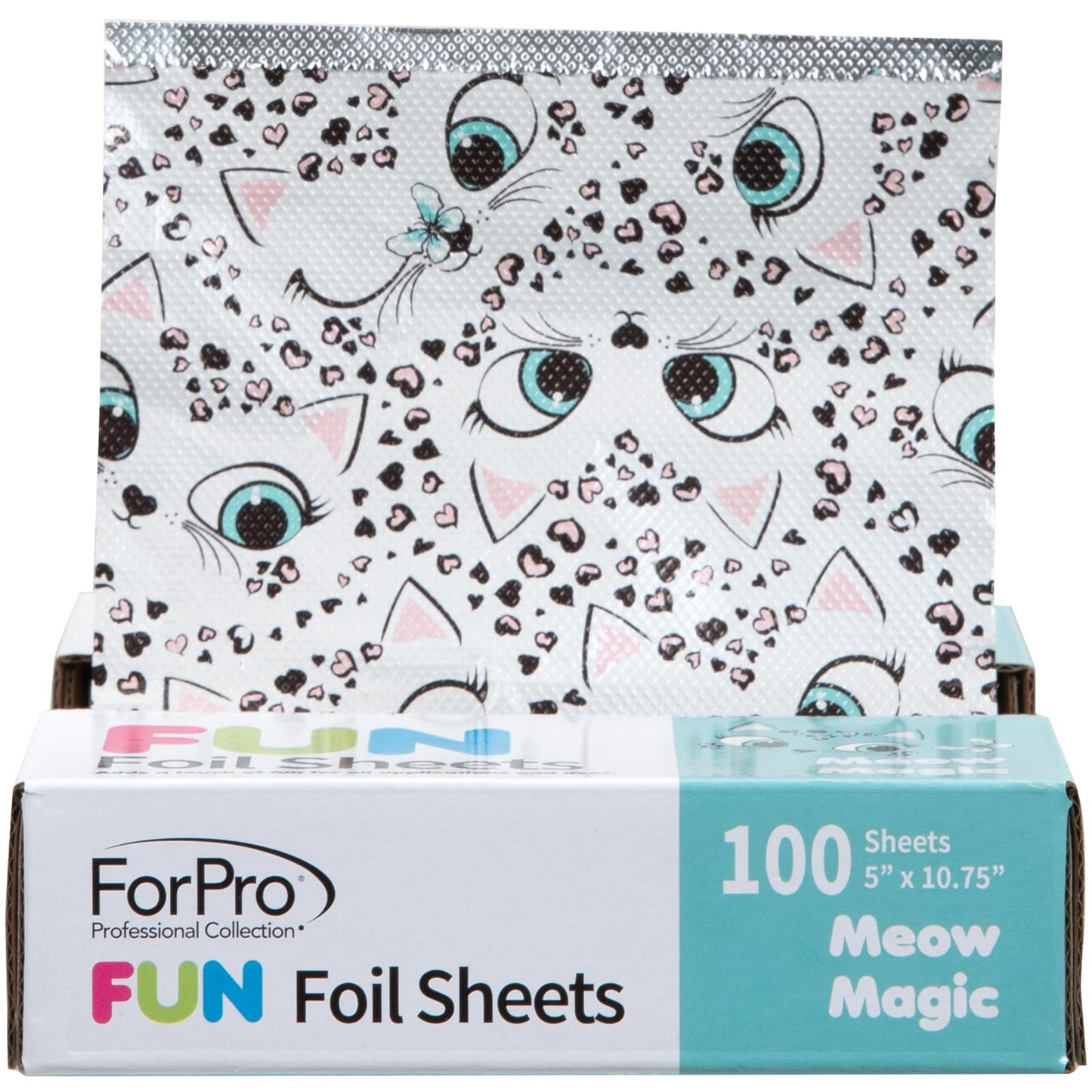ForPro FUN Meow Magic 5" Foil Sheets, Aluminum Foil, Pop-Up Foil Dispenser, Hair Foils for Color Application and Highlighting Services, Food Safe, 5” Beauty & Personal Care ForPro Professional Collection
