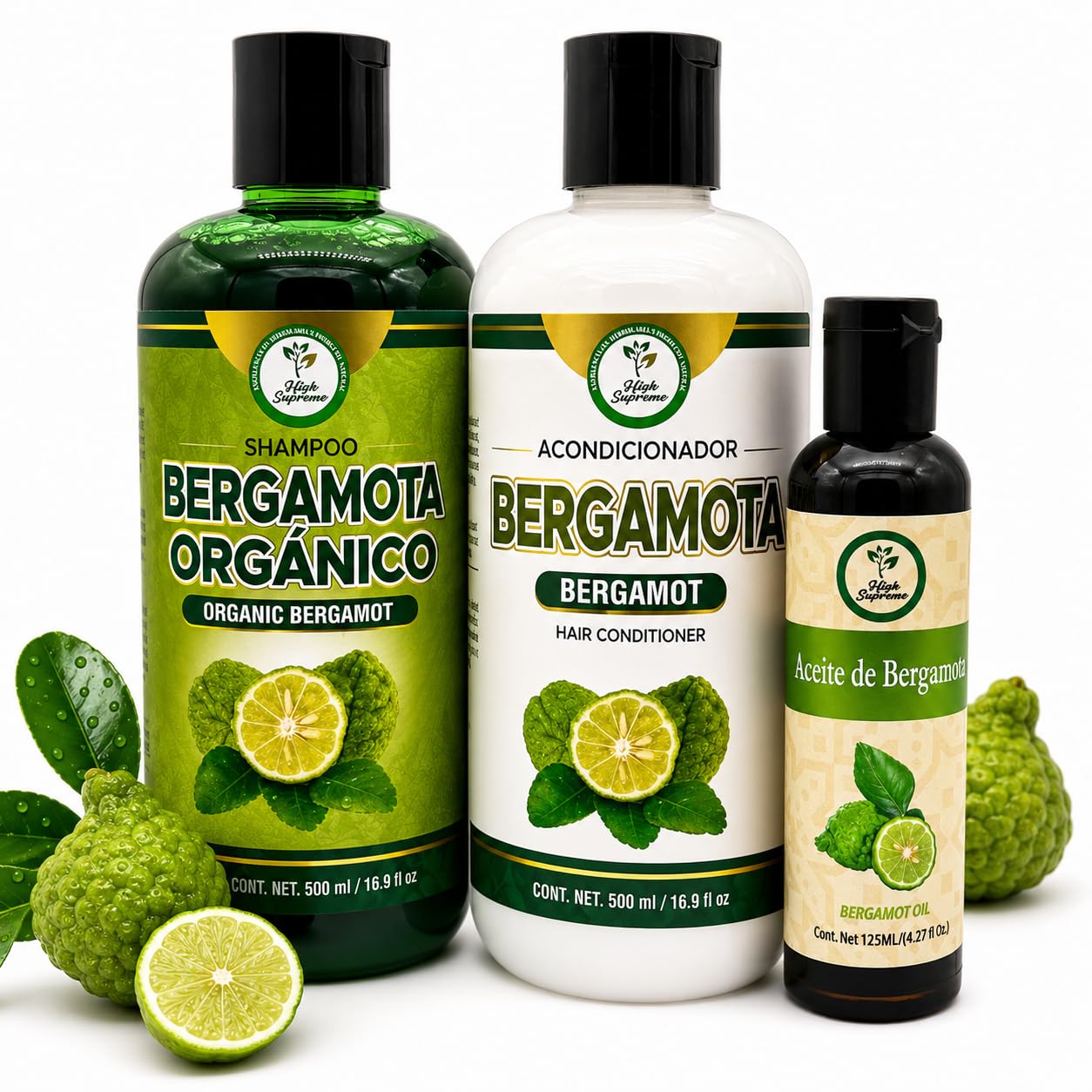 Shampoo Organic Bergamot + Conditioner (16.9 fl oz) with Aloe Vera & Rosemary | SHAMPOO ORGÁNICO BERGAMOTA con Sábila & Romero + Acondicionador 16.9 Beauty & Personal Care HIGH SUPREME