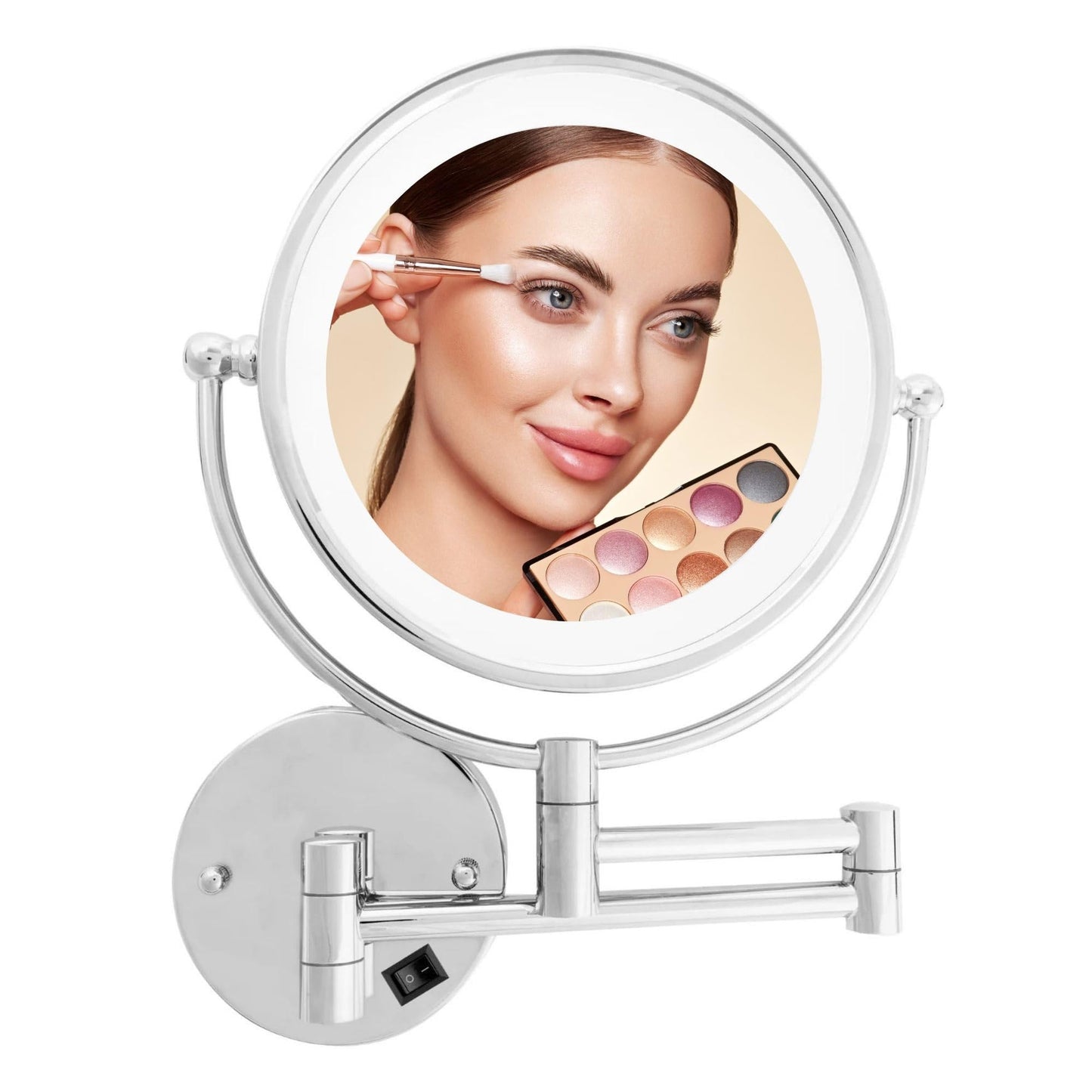Danielle Creations 8-Inch Revolving Wall-Mounted Day/Night Lighted Vanity Makeup Mirror, 10X Magnification, Chrome Beauty & Personal Care DC DANIELLE