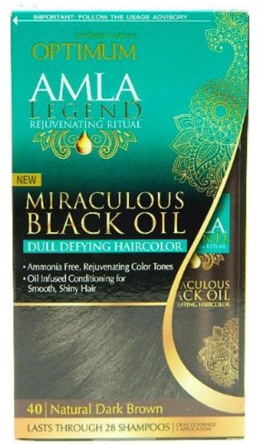 Optimum Care Amla Legend Miraculous Oil Dull Defying Hair Color, 40 Natural Dark Brown 1 ea (Pack of 4) Beauty & Personal Care Optimum