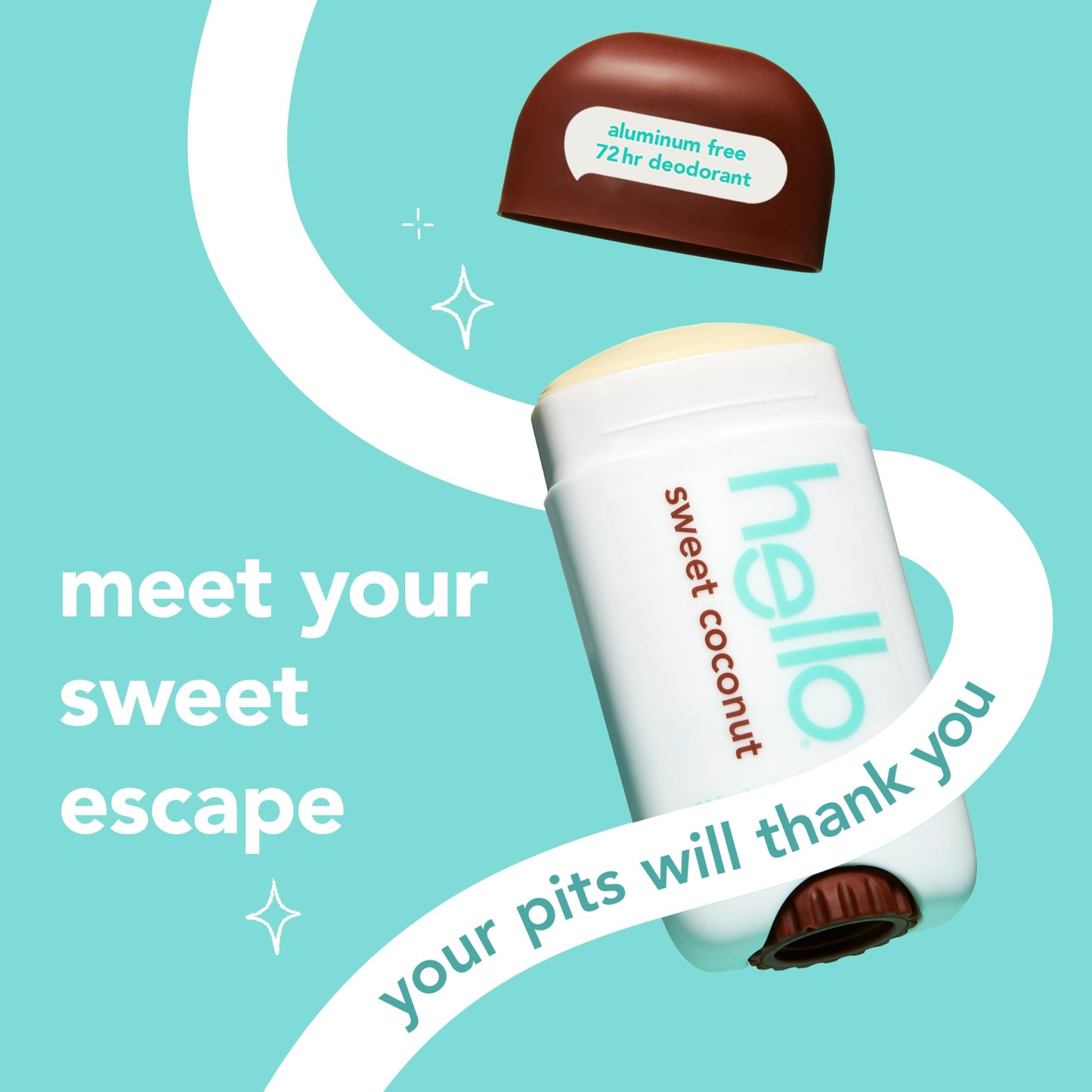 hello Sweet Coconut Aluminum Free Deodorant for Women and Men, 72-Hour Deodorant, Only 9 Ingredients, Baking Soda Free, Enriched with Shea Butter Beauty and Personal Care hello