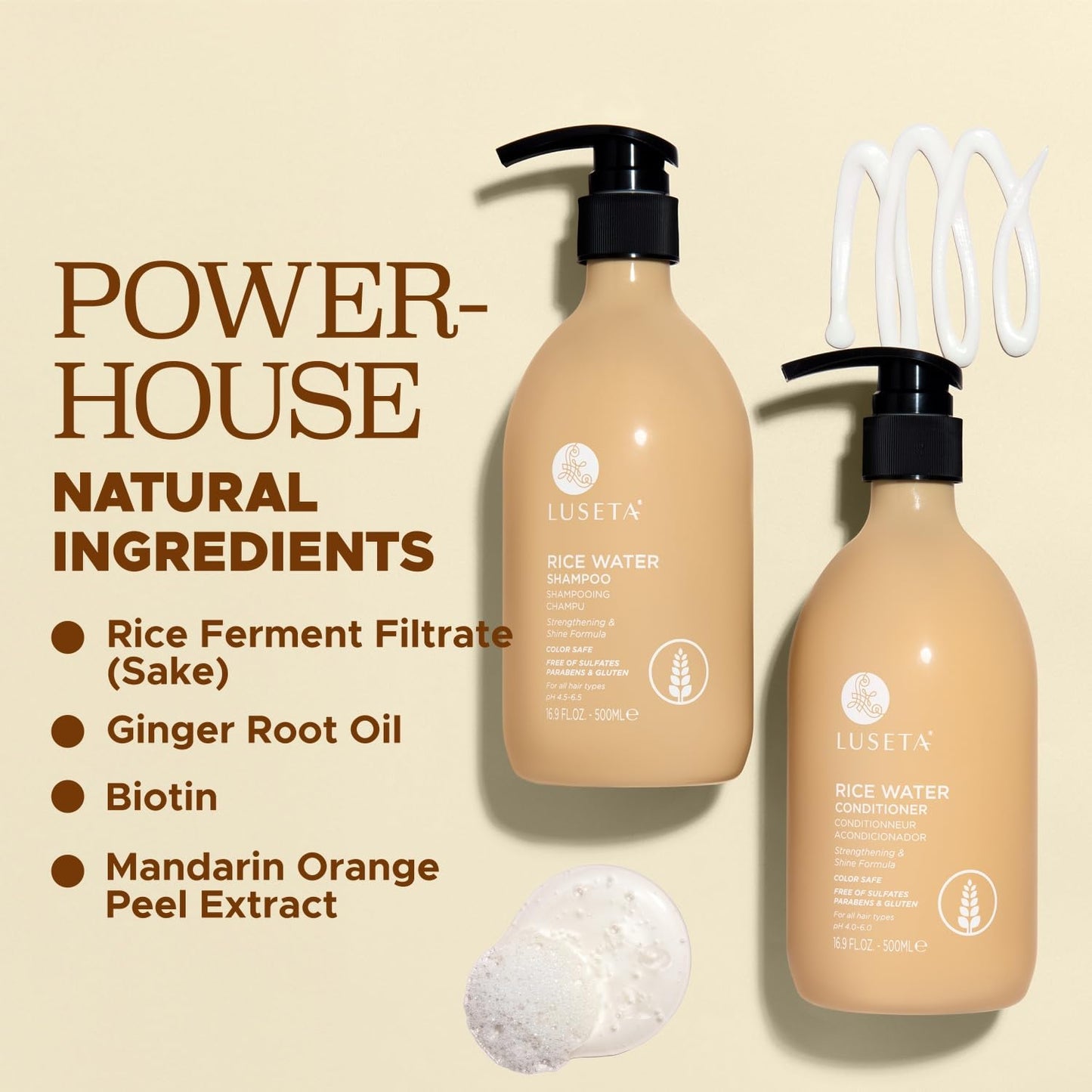 Luseta Rice Water Shampoo and conditioner Set Strengthening & Nourishing Revitalizes Shine for All Hair Types Hydrating & Frizz Control for Women Beauty & Personal Care LUSETA
