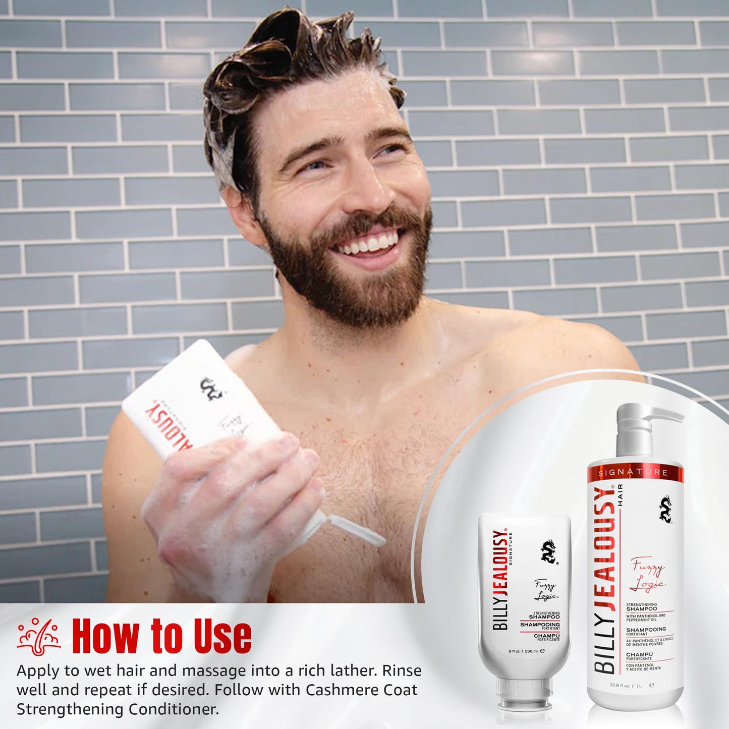 Billy Jealousy Fuzzy Logic Men's Shampoo for Thinning Hair, Peppermint-Infused, With DHT Blockers to Prevent Hair Loss and Breakage, Cleans Beauty & Personal Care Billy Jealousy