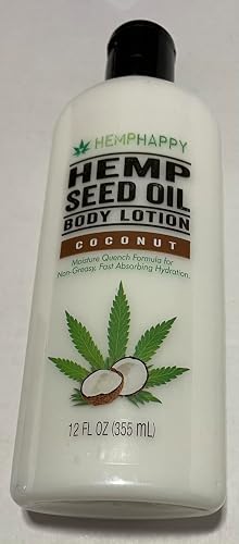 HEMPHAPPY Hemp Seed Oil Body Lotion, Coconut Scent, Moisture Quench Formula, Non-Greasy Fast Absorbing Hydration, 12 FL OZ Beauty & Personal Care HEMPHAPPY