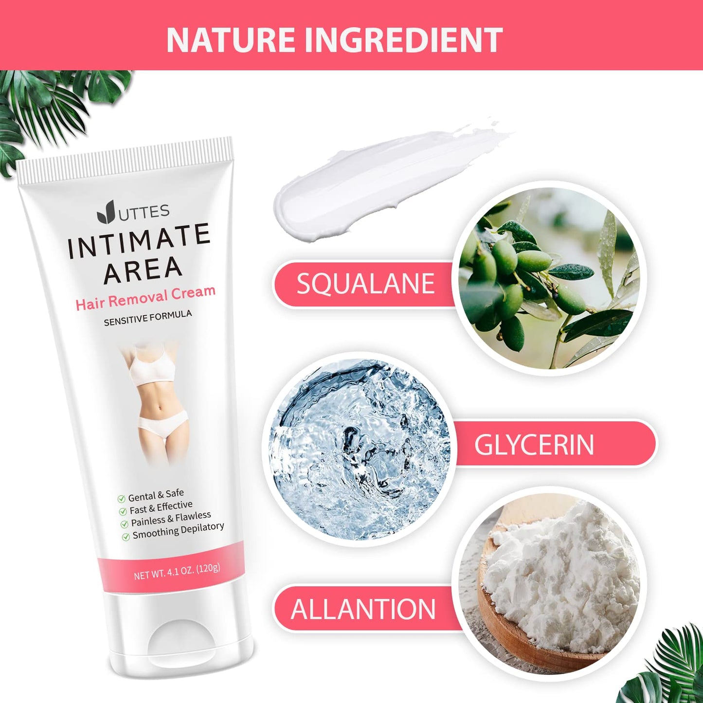 Intimate/Private Hair Removal Cream for Women, for Unwanted Hair in Underarms, Private Parts, Pubic & Bikini Area, Painless Flawless Depilatory Cream Beauty & Personal Care Uttse