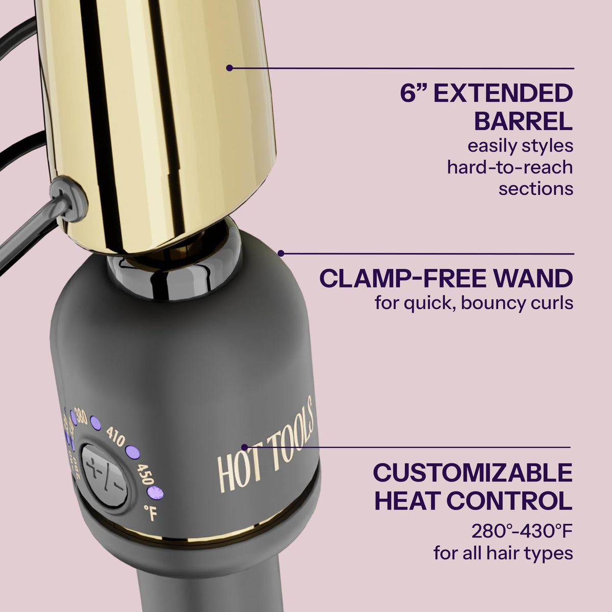Hot Tools 24K Gold Extended Barrel 1" to 1.25" Oval Tapered Curling Wand