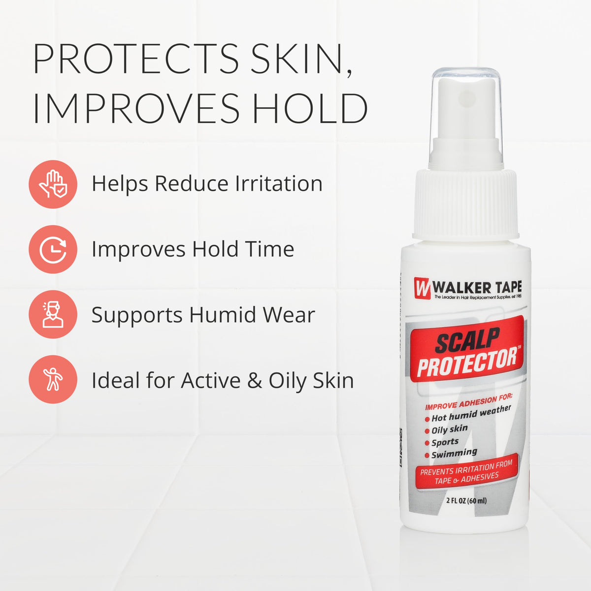 Walker Tape Scalp Protector Spray 2 fl oz, Skin Safe Barrier for Wig Tape, Toupees, and Tape in Hair Extensions Human Hair, Adhesive Booster for