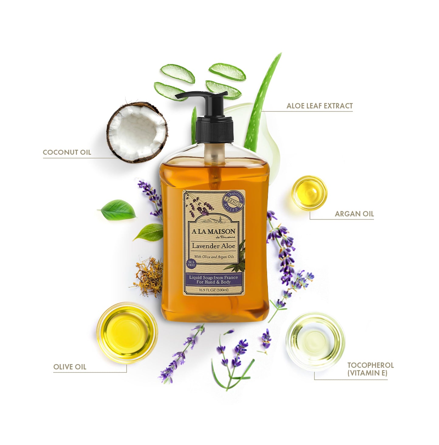 A LA MAISON Lavender Aloe French Liquid Hand Soap - Natural Hand Wash Made with Essential Oils - Biodegradable, Plant-Based, Vegan, Cruelty-Free Beauty & Personal Care A LA MAISON
