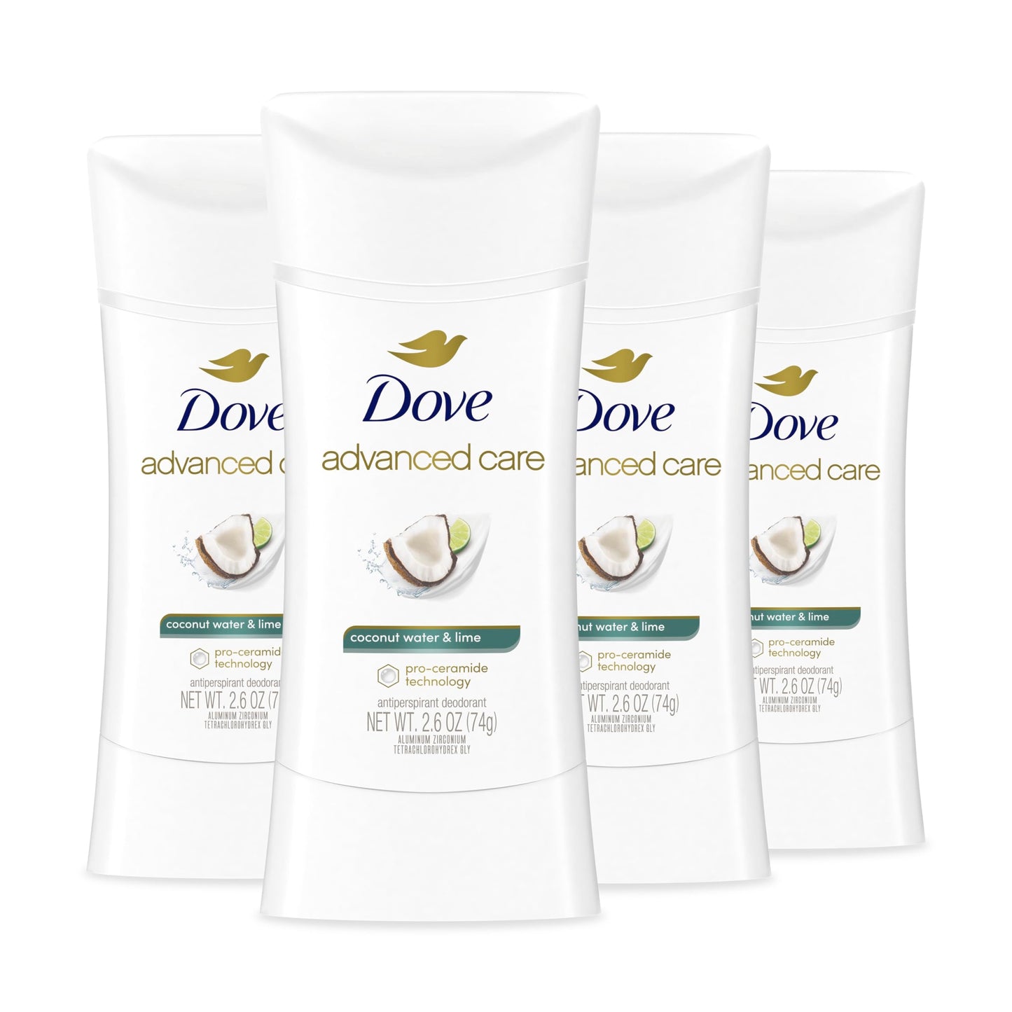 Dove Advanced Care Antiperspirant Deodorant Stick Coconut Water & Lime scent 4 Ct for helping skin barrier repair after shaving 72H odor control Beauty and Personal Care Dove