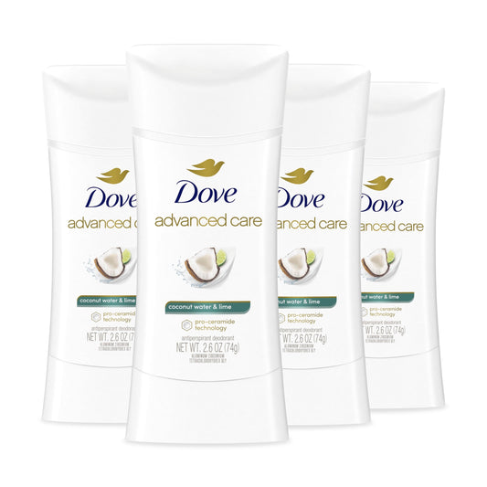 Dove Advanced Care Antiperspirant Deodorant Stick Coconut Water & Lime scent 4 Ct for helping skin barrier repair after shaving 72H odor control Beauty and Personal Care Dove