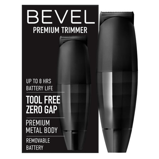 Bevel Beard Trimmer for Men - Black Edition Cordless Trimmer, 8 Hour Rechargeable Battery Life, Tool Free Adjustable Zero Gapped Blade, Barber Beauty and Personal Care Bevel