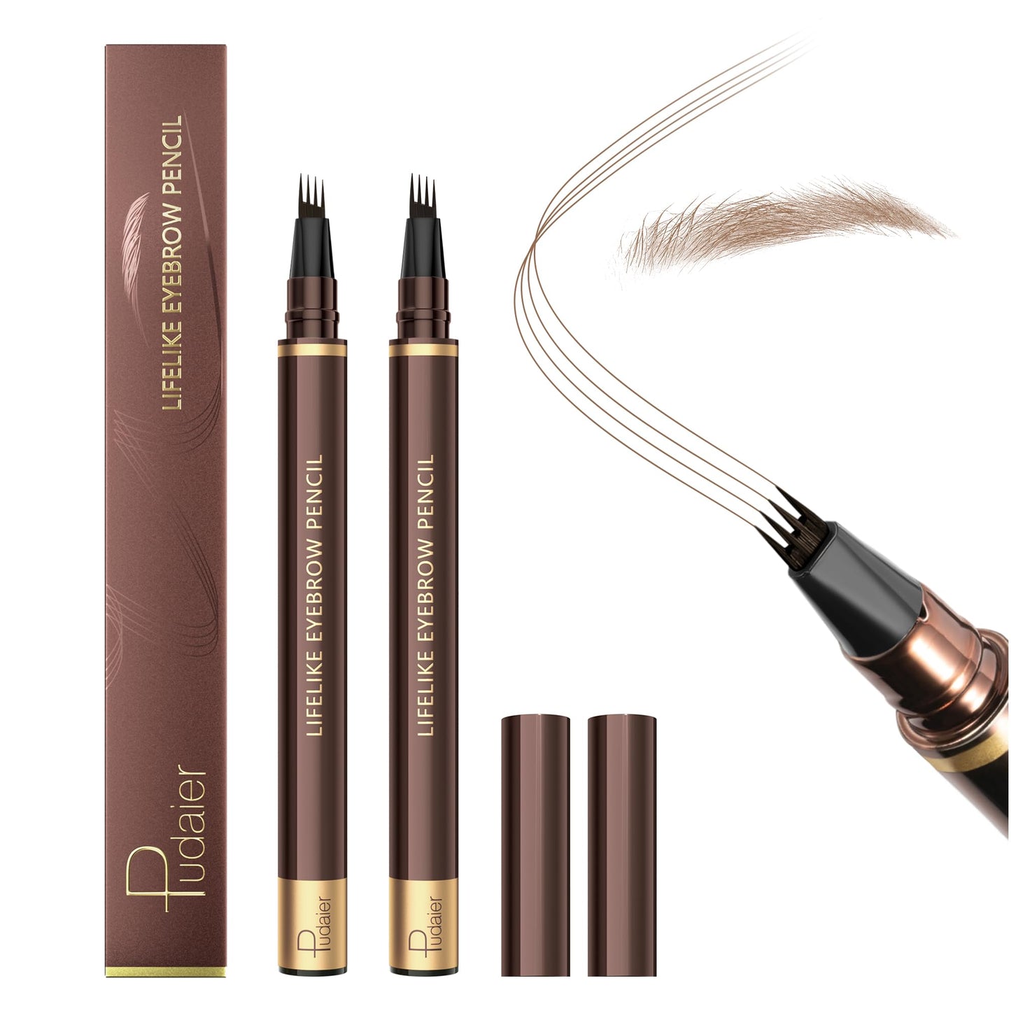 2 Pack Eyebrow Pen, Waterproof Microblading Eyebrow Pencil, 4 Tip Precise Eye Brow Makeup Pen for Women to Effortlessly Create Hair Like Natural Beauty and Personal Care Espoce